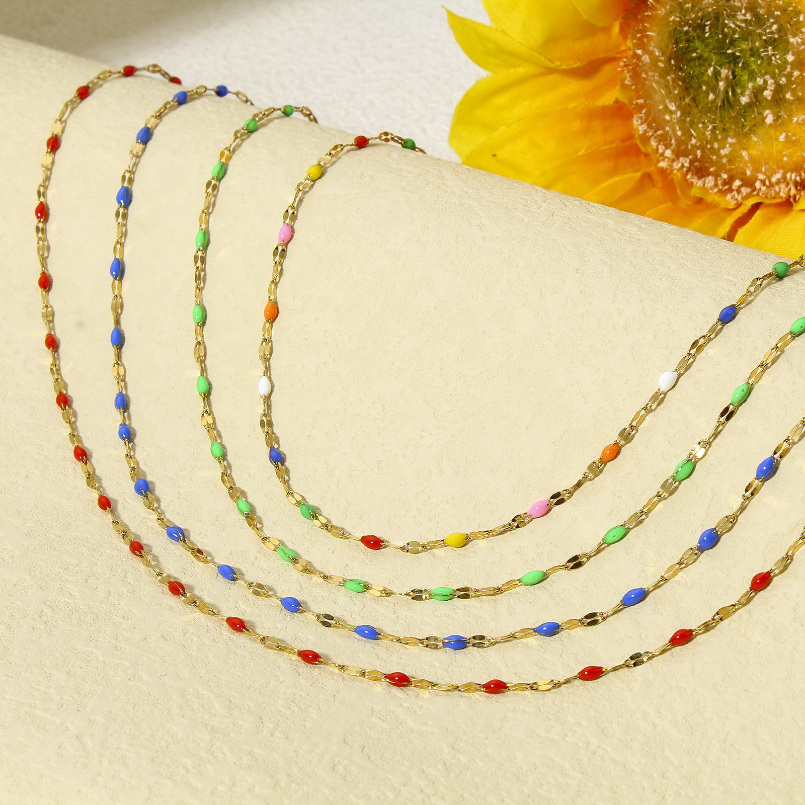 Picture of Wholesale Enamel Lips Chain Necklace, Gold Plated 304 Stainless Steel, Unisex Stylish Minimalist Gift Jewelry For Retailer, 45.5cm(17.9") long, Chain Size: 2mm