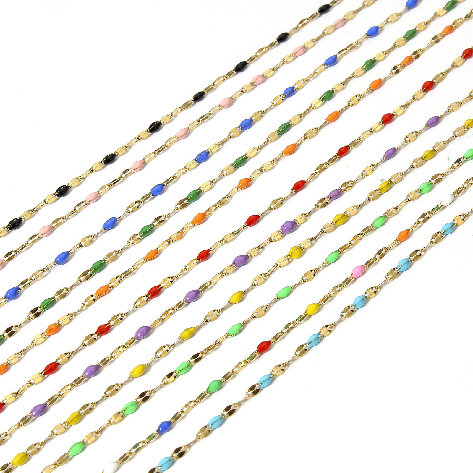 Picture of Wholesale Enamel Lips Chain Necklace, Gold Plated 304 Stainless Steel, Unisex Stylish Minimalist Gift Jewelry For Retailer, 45.5cm(17.9") long, Chain Size: 2mm