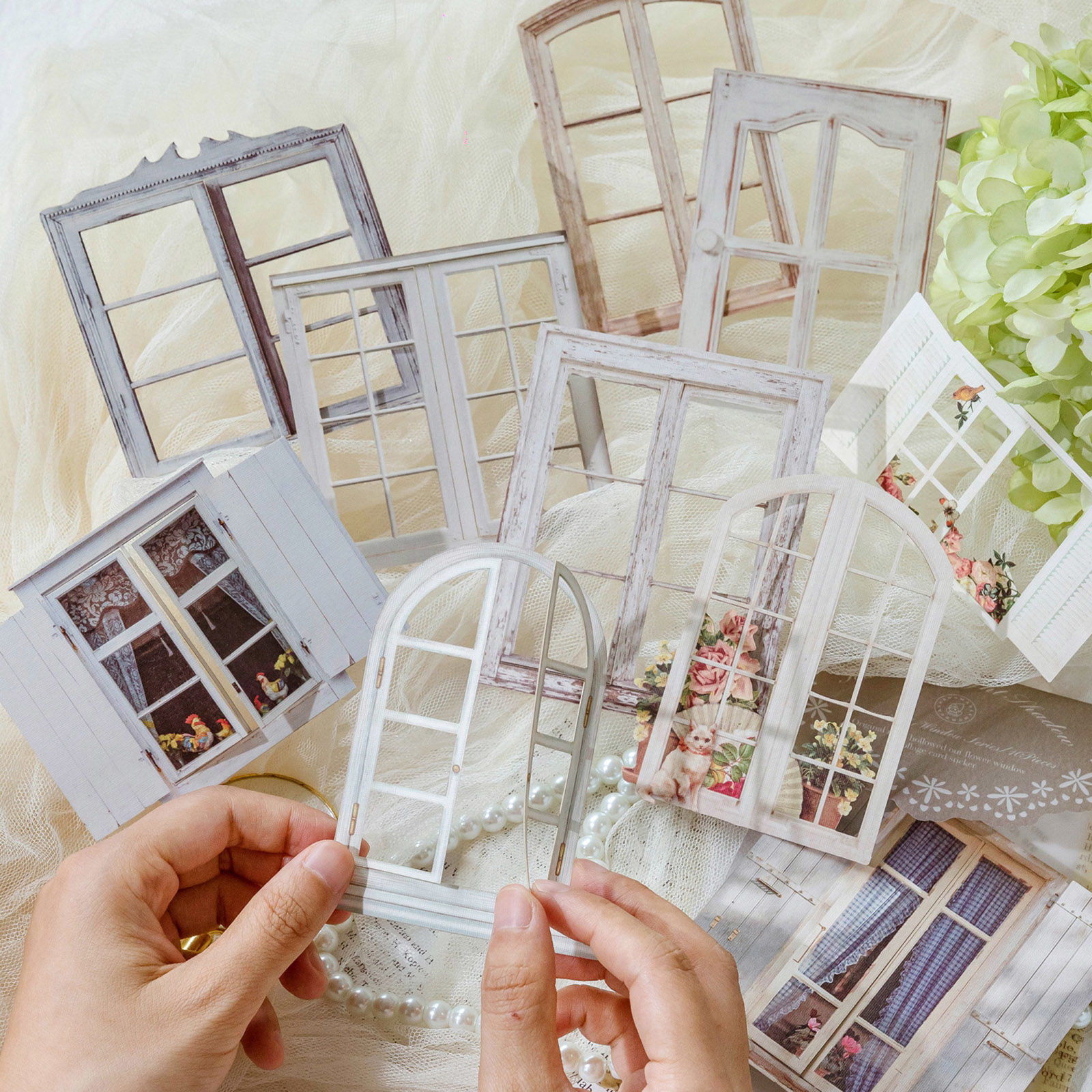 Image de 1 Kit ( 10 Pcs/Kit) DIY Papier Autocollant Décoration en Papier Multicolore Fênetre