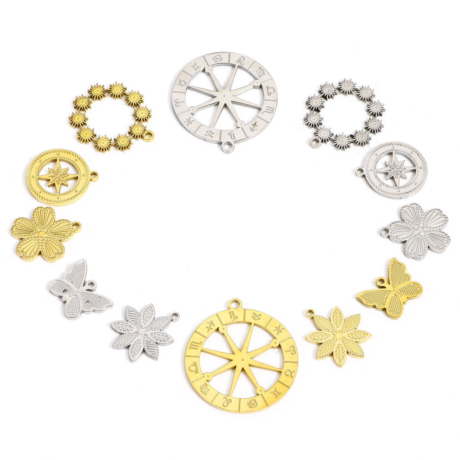 Picture of 304 Stainless Steel Stylish Charms Multicolor Butterfly Animal Dot