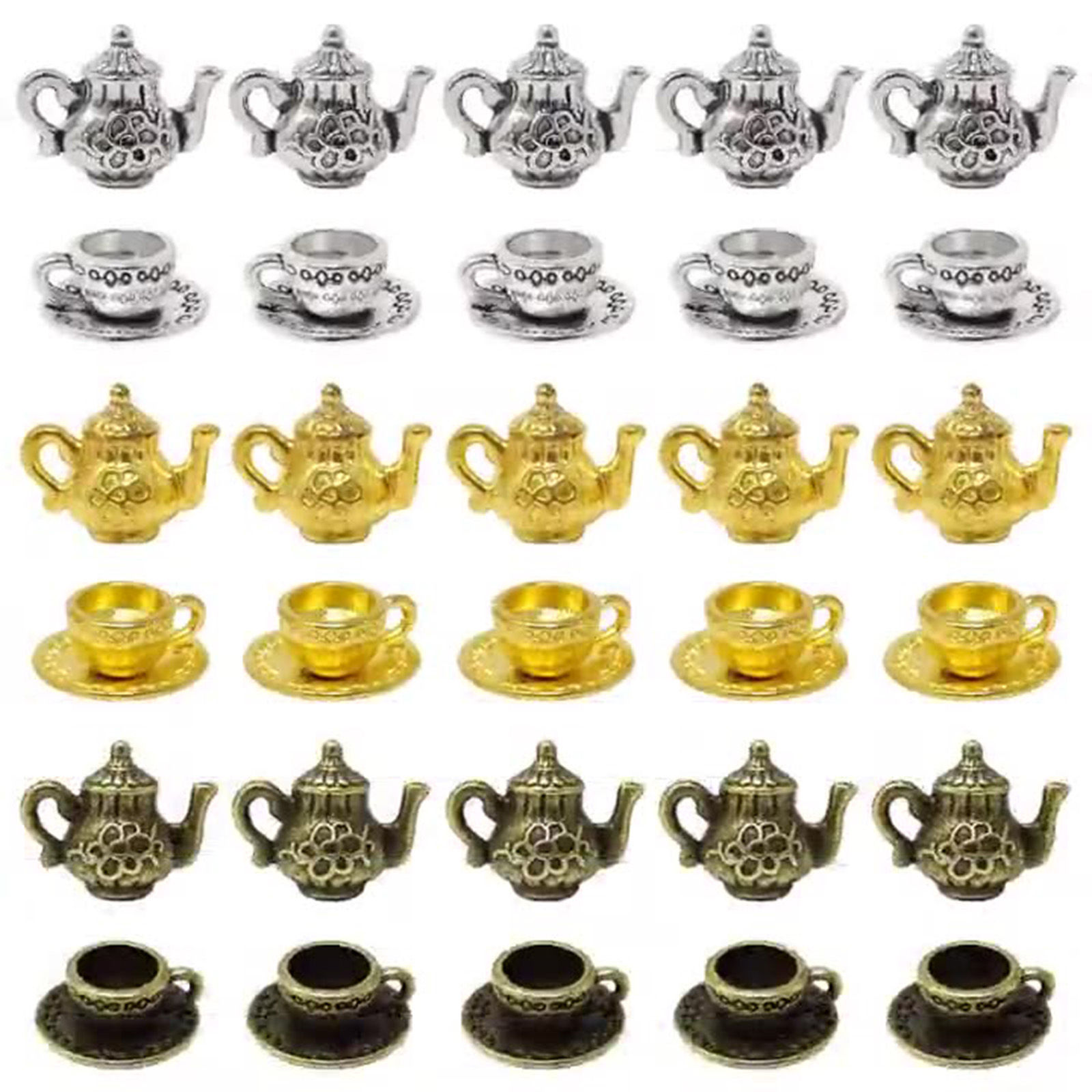 Bild von 20 Stück Zinklegierung Charms Bunt Teekanne Tasse 3D 13mm