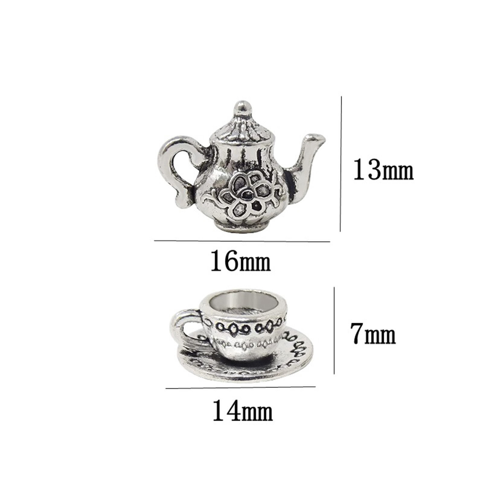 Bild von 20 Stück Zinklegierung Charms Bunt Teekanne Tasse 3D 13mm