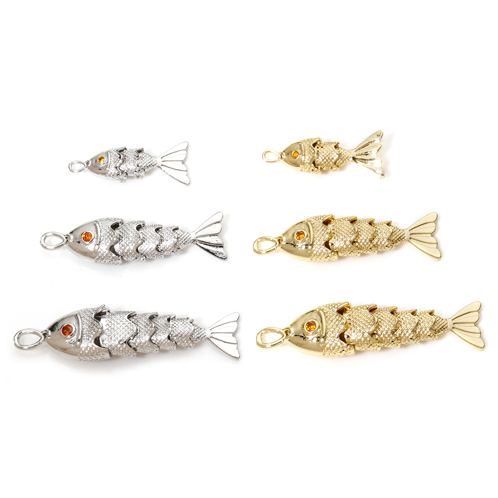 Picture of Eco-friendly Brass Ocean Jewelry Pendants Real Gold Plated Fish Animal 3D Movable Orange-red Cubic Zirconia
