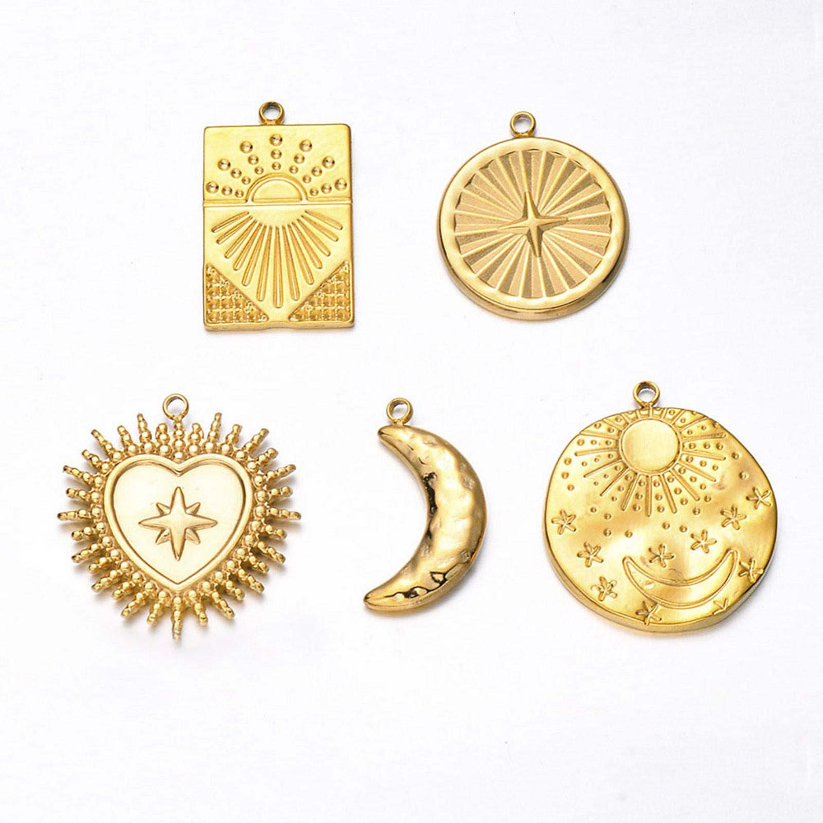 Picture of 304 Stainless Steel Galaxy Charms Gold Plated Sun Moon