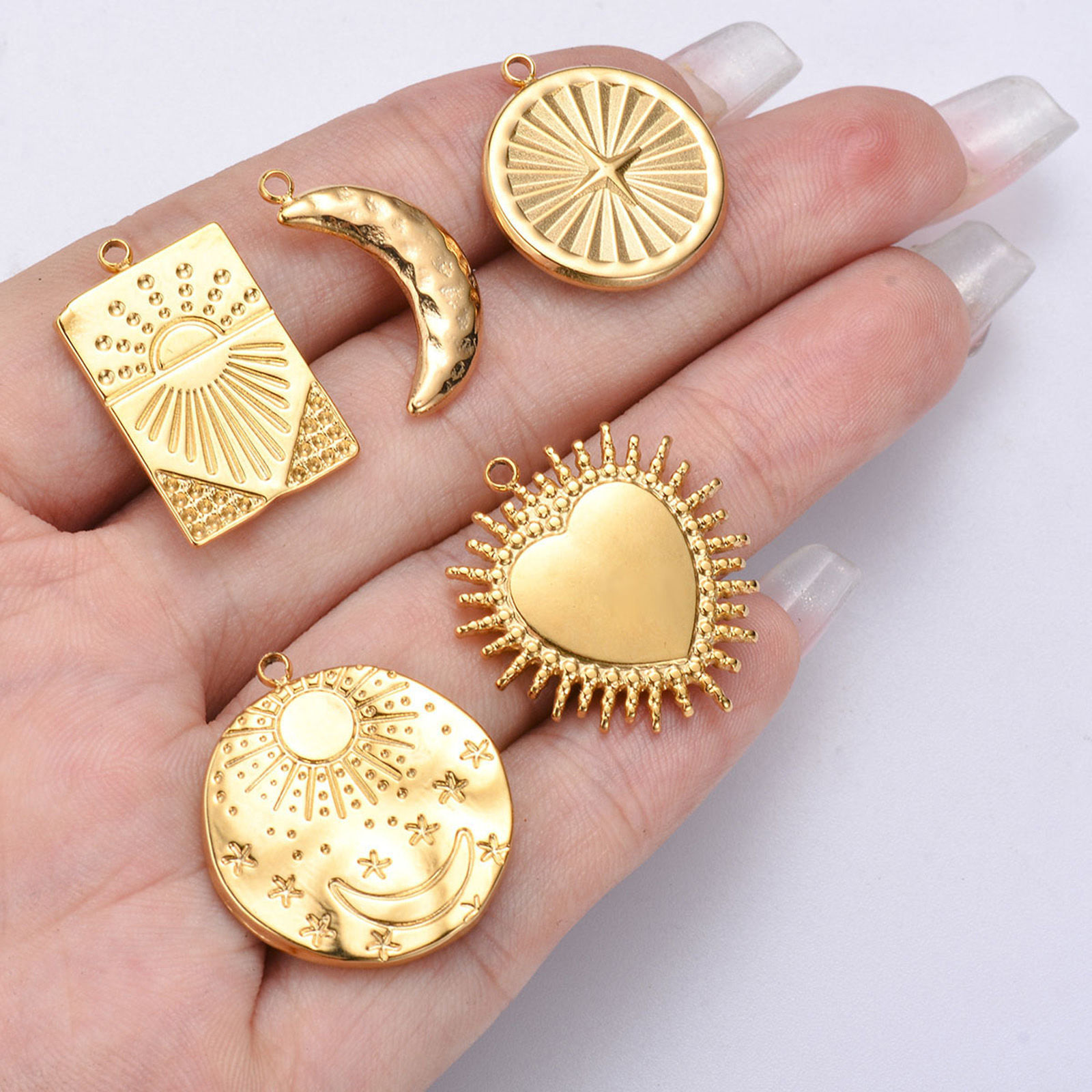 Picture of 304 Stainless Steel Galaxy Charms Gold Plated Sun Moon