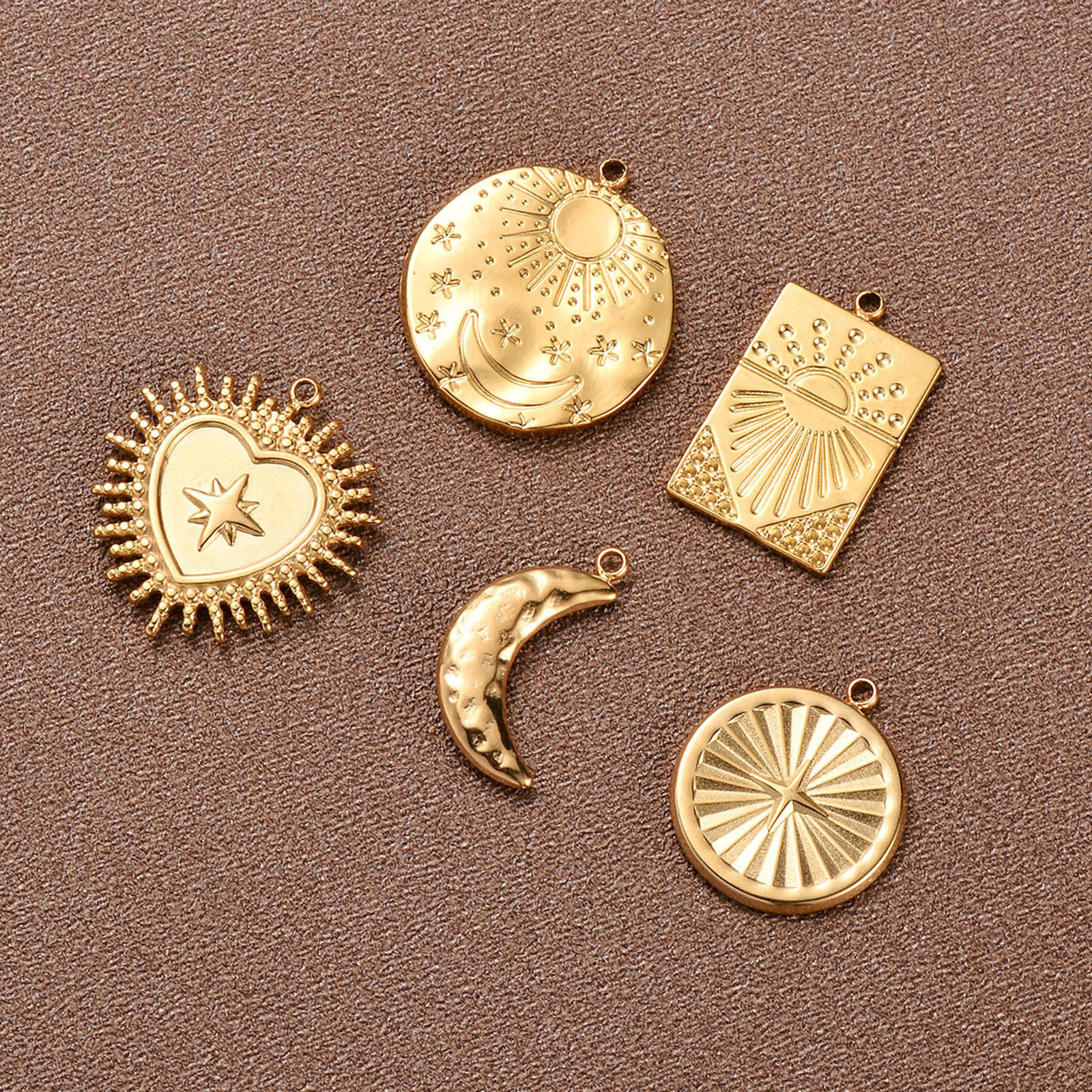 Picture of 304 Stainless Steel Galaxy Charms Gold Plated Sun Moon