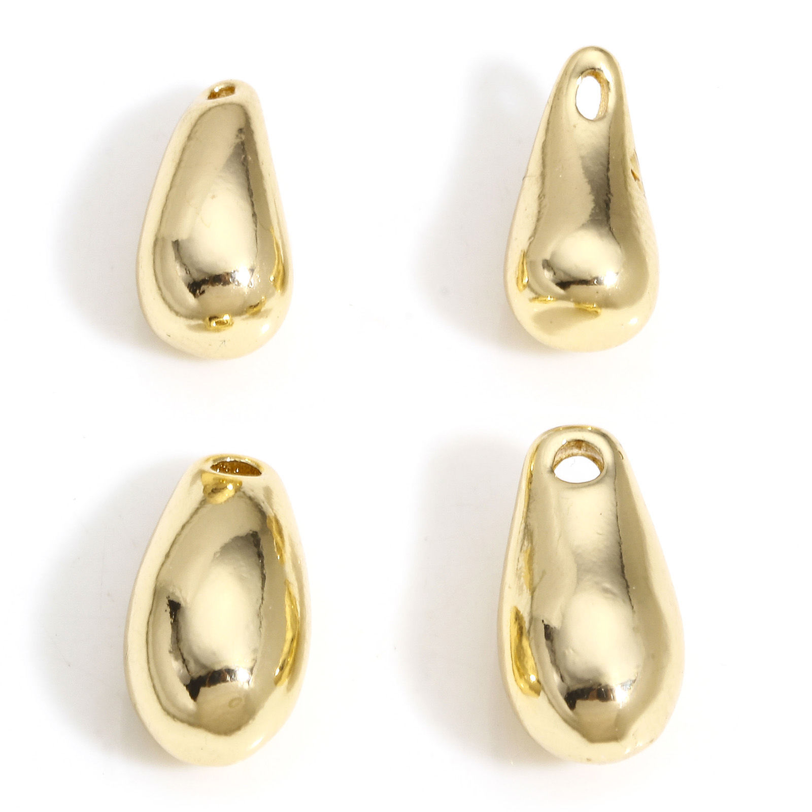 Image de 2 Pcs Breloques en Laiton Goutte d'Eau Plaqué Or Véritable 14K 3D