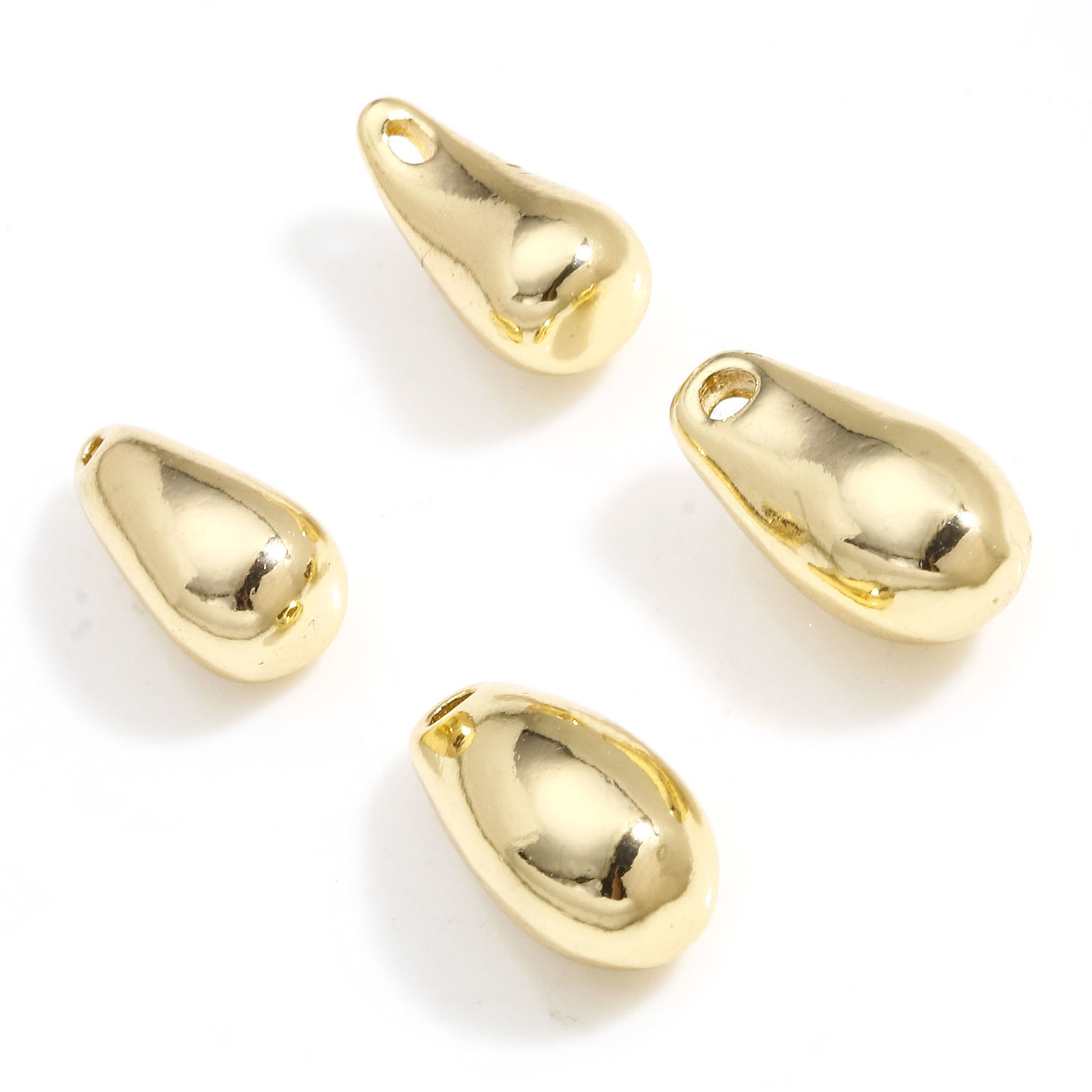 Image de 2 Pcs Breloques en Laiton Goutte d'Eau Plaqué Or Véritable 14K 3D