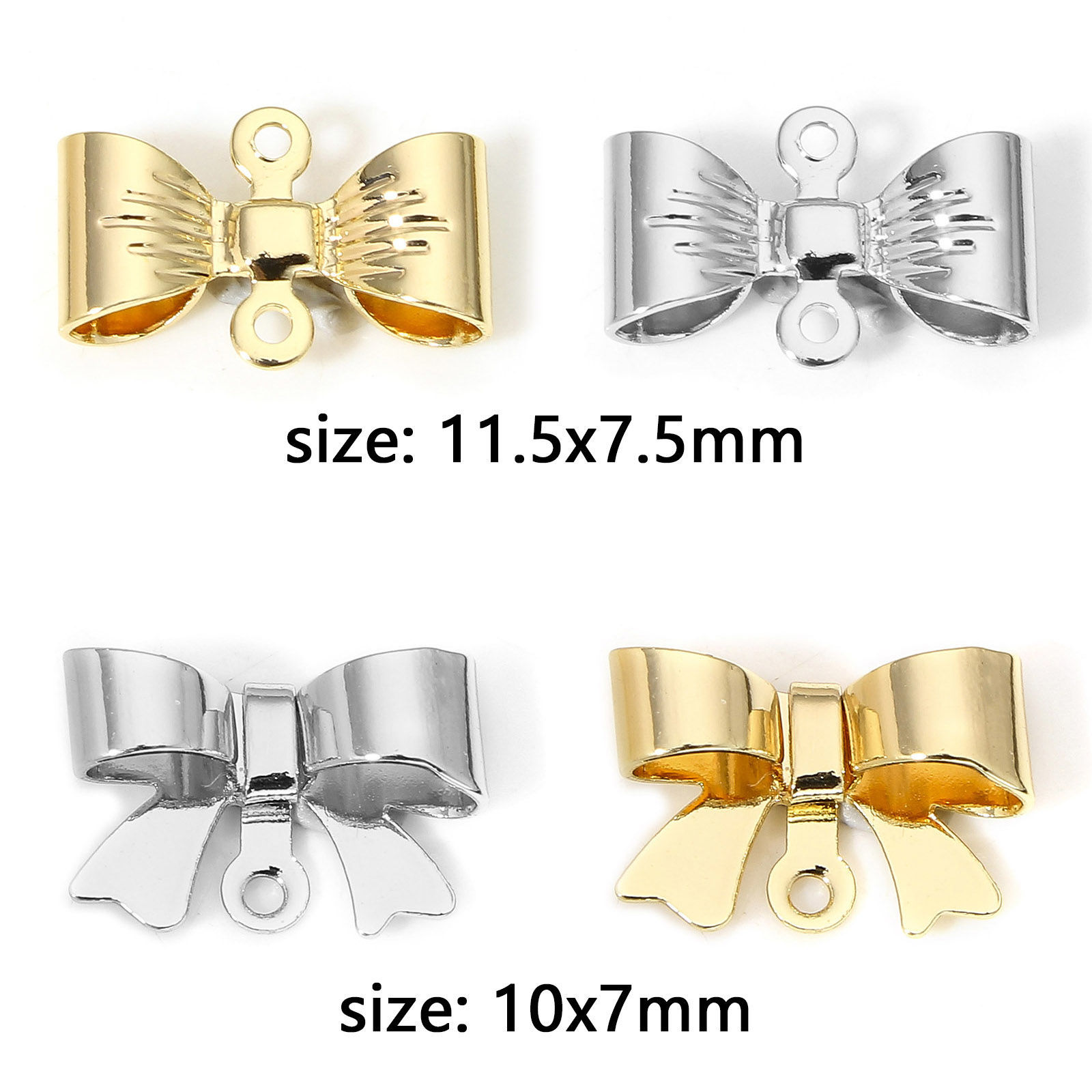 Imagen de 10 Unidades Latón Colgantes Charms Bowknot Oro Real Chapado 3D