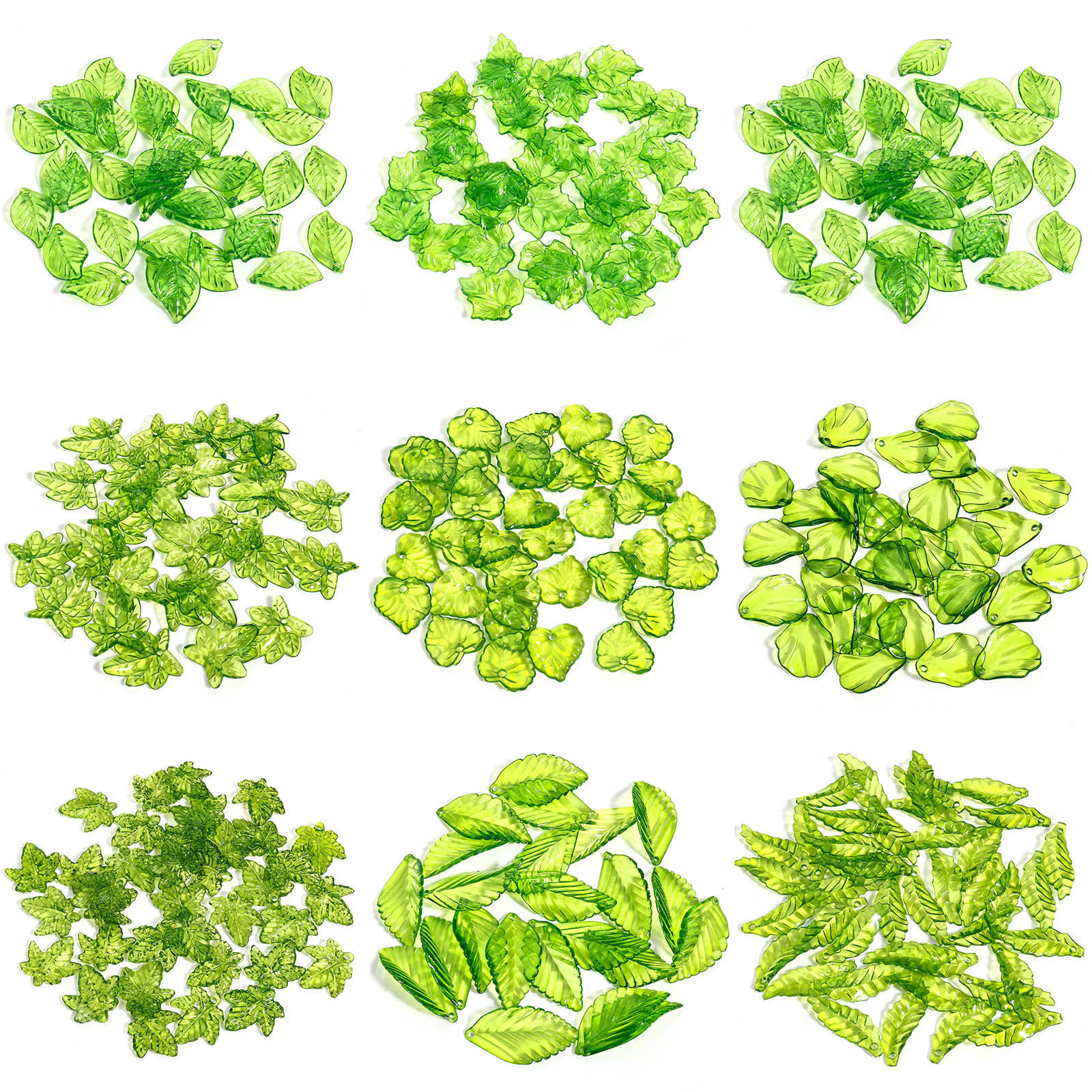 Imagen de 100 Unidades Acrílico Colgantes Charms Hoja Verde Transparente
