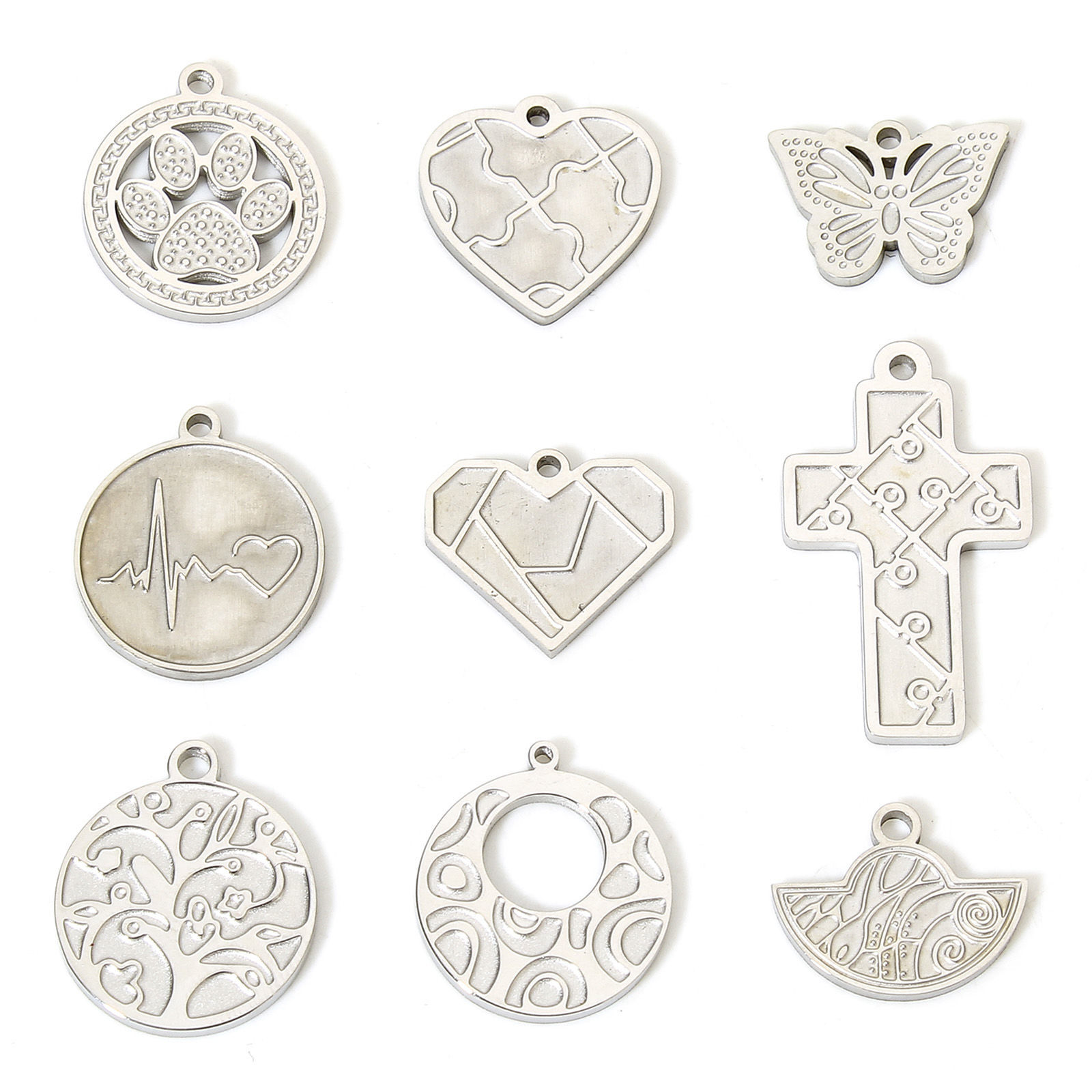 Picture of 304 Stainless Steel Charms Silver Tone Geometric