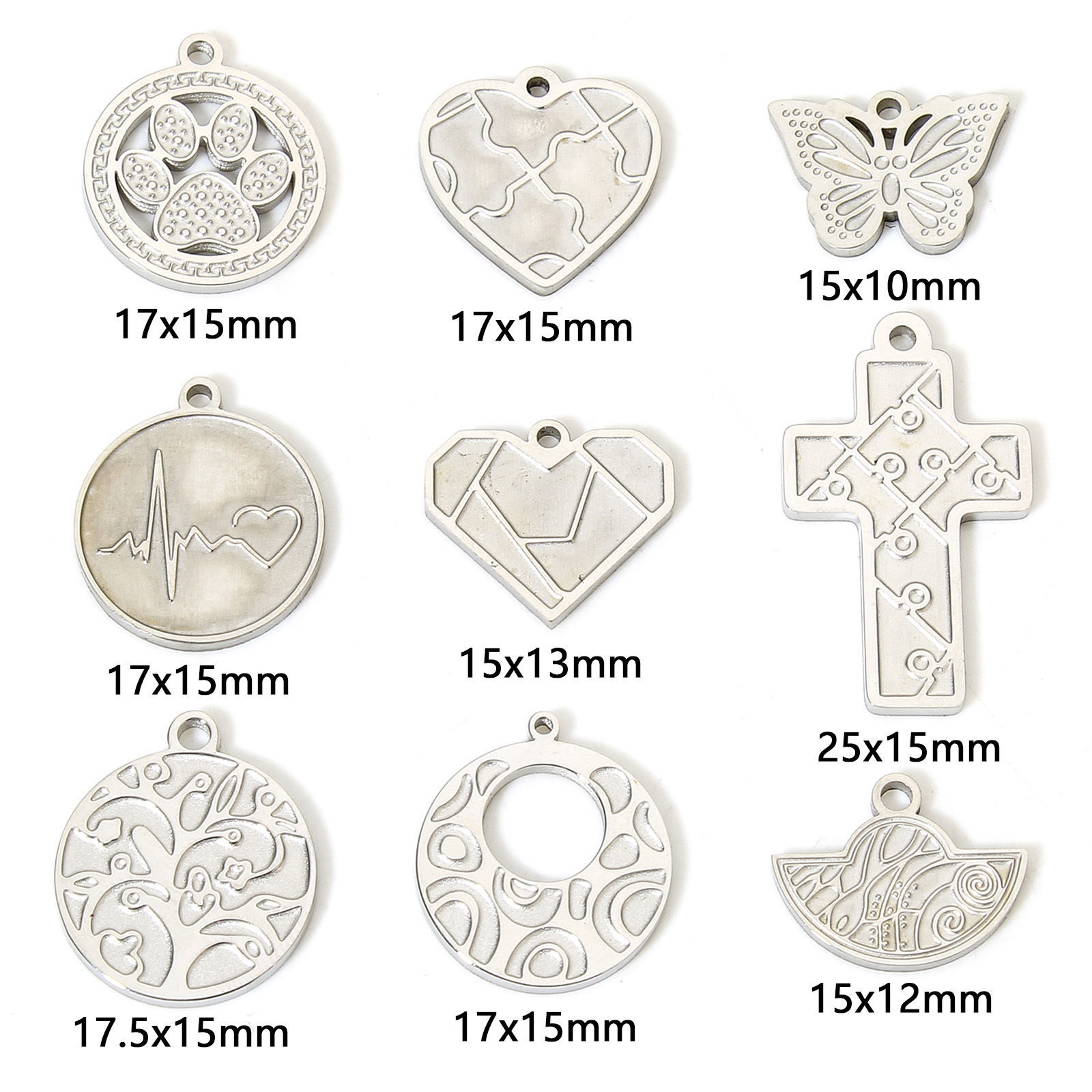 Picture of 304 Stainless Steel Charms Silver Tone Geometric