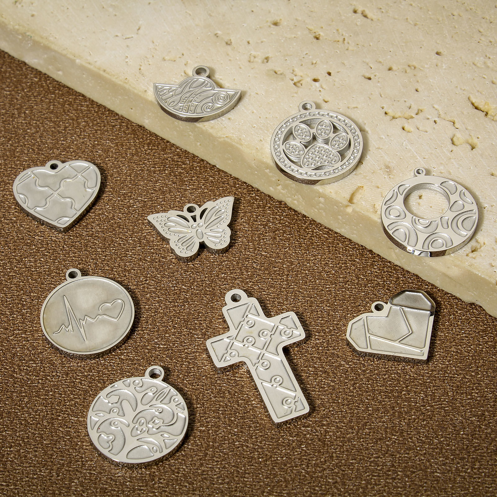 Picture of 304 Stainless Steel Charms Silver Tone Geometric