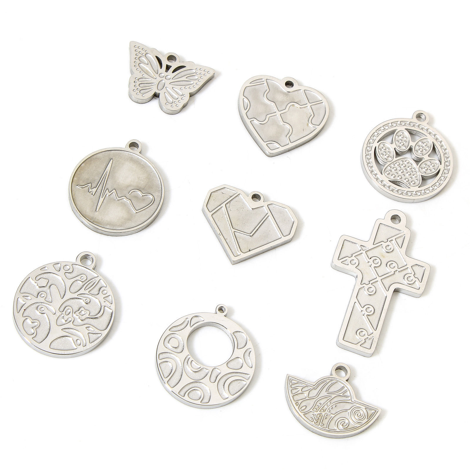 Picture of 304 Stainless Steel Charms Silver Tone Geometric