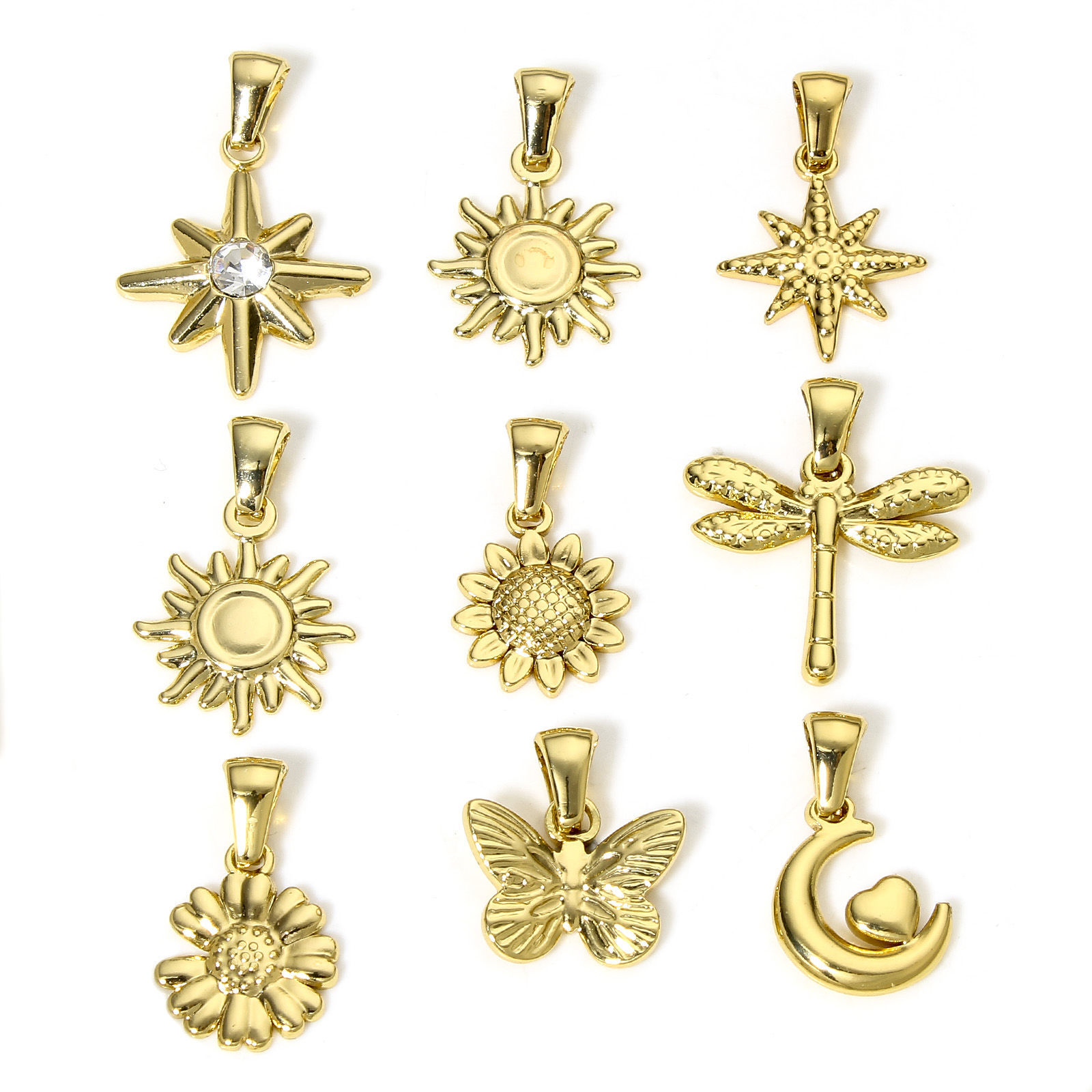 Picture of Vacuum Plating 304 Stainless Steel Charm Pendant 18K Gold Plated