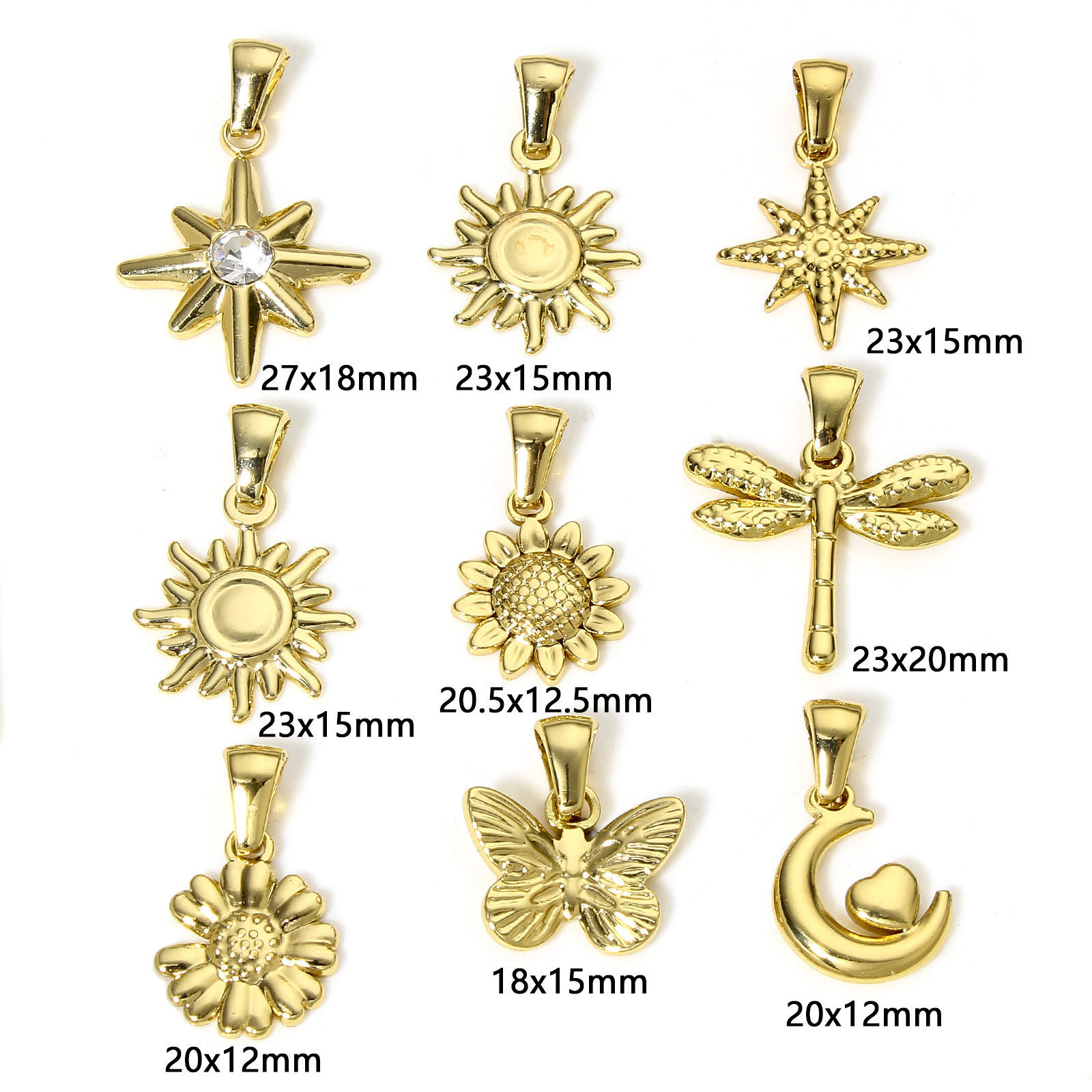 Picture of Vacuum Plating 304 Stainless Steel Charm Pendant 18K Gold Plated