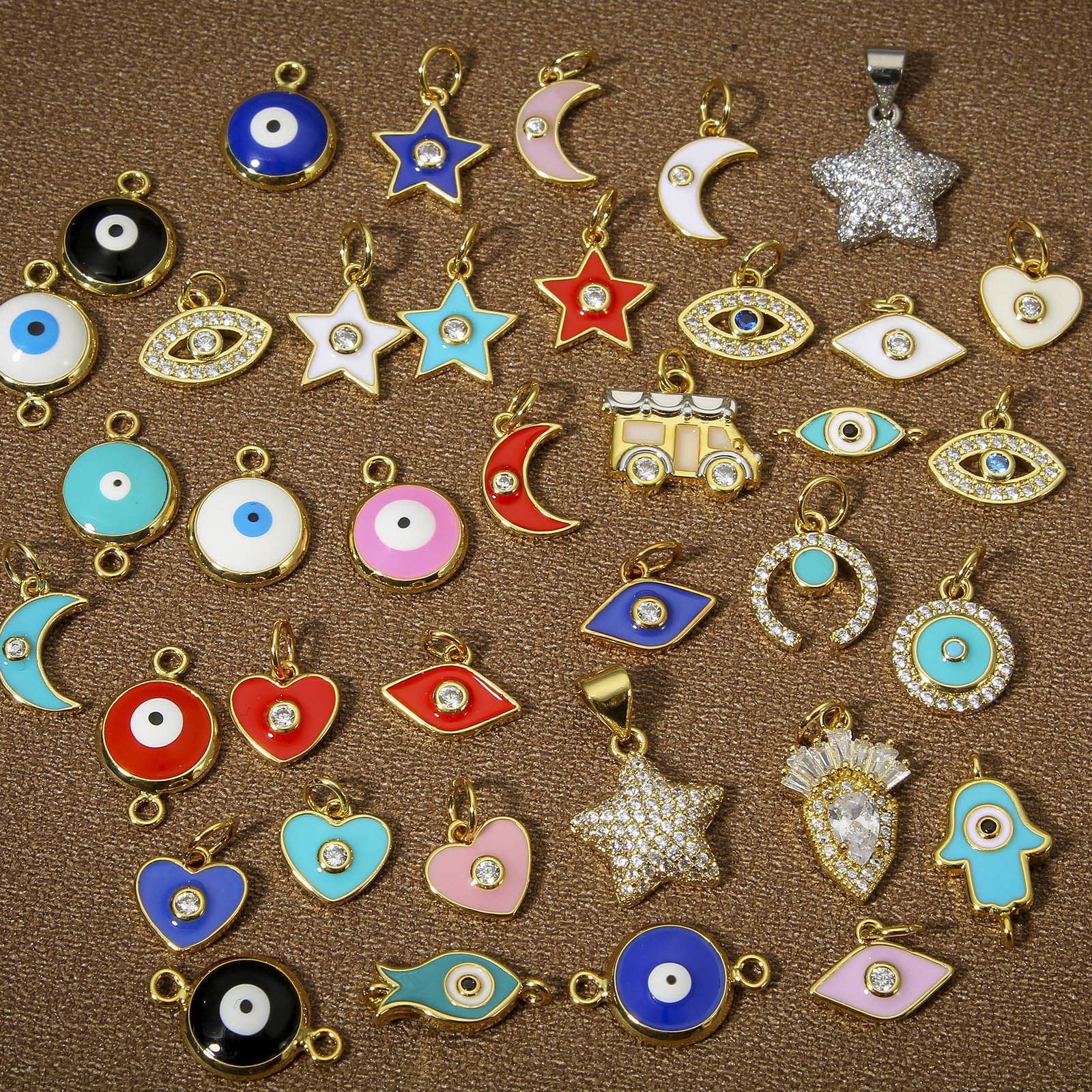 Picture of Brass Charms Real Gold Plated School Bag Pentagram Star
