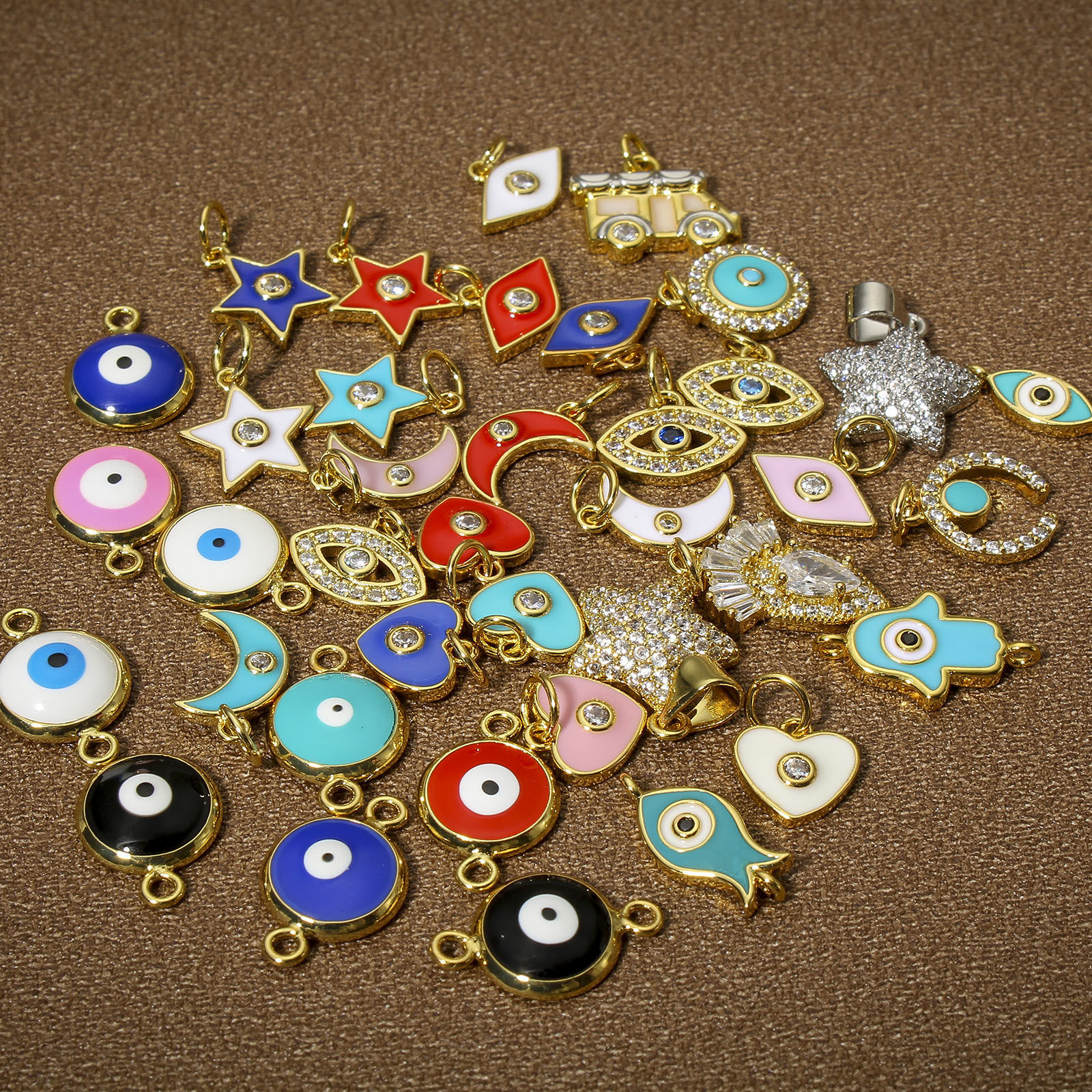 Picture of Brass Charms Real Gold Plated School Bag Pentagram Star