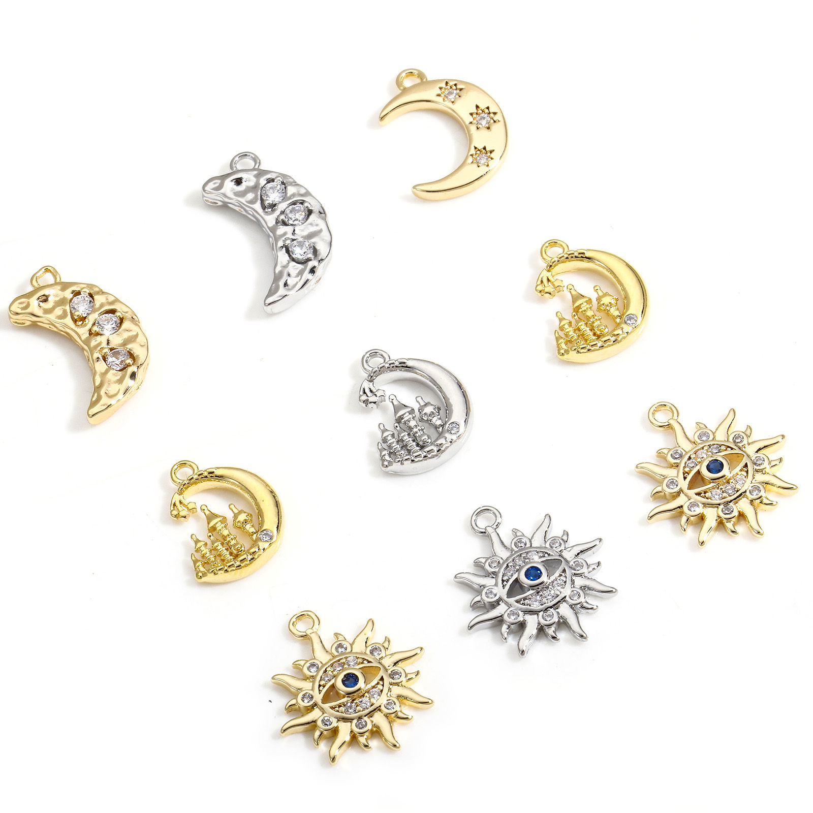 Image de 2 Pcs Breloques Galaxie en Laiton Plaqué Or Véritable