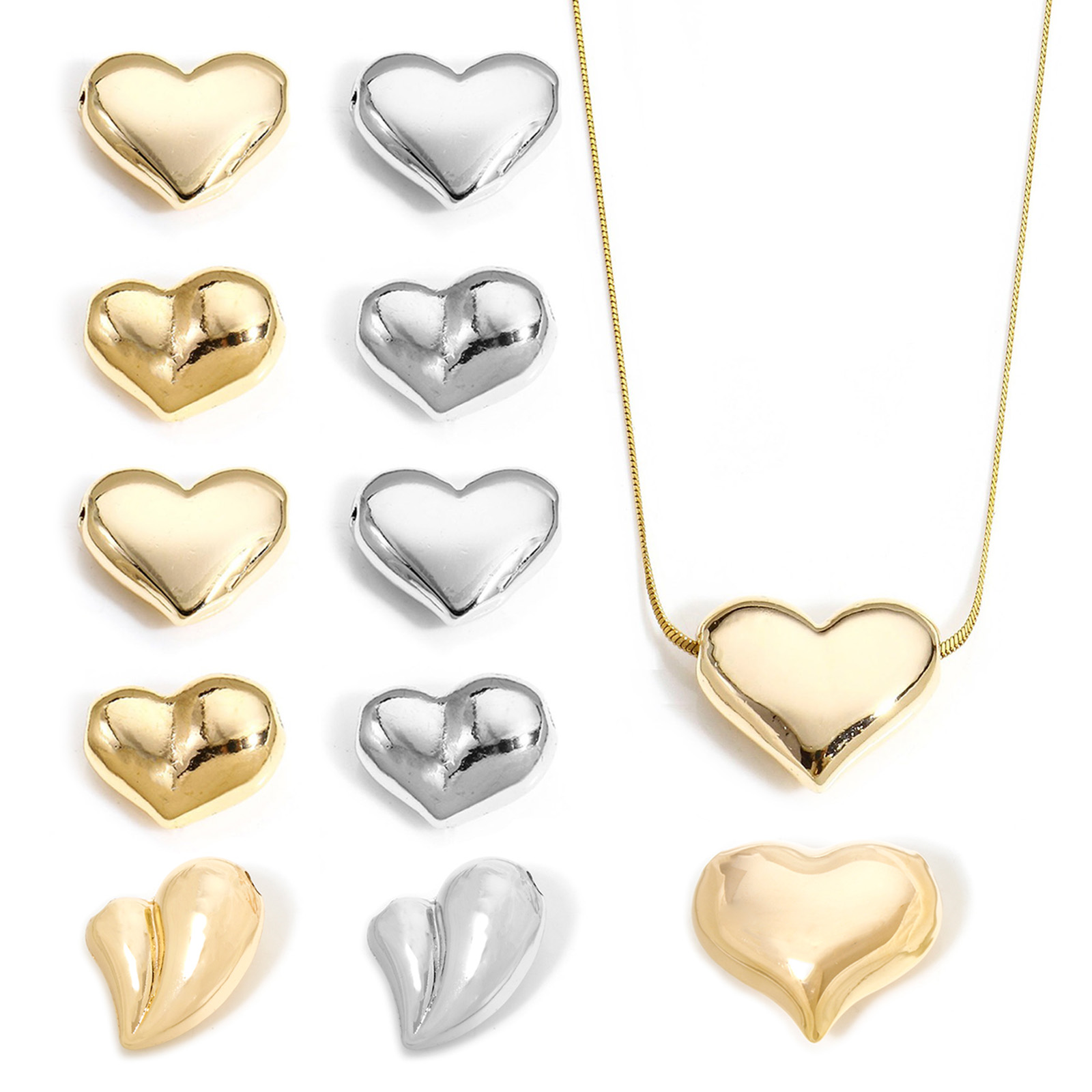 Imagen de 2 Unidades Latón día de San Valentín Colgantes Charms Corazón 3D