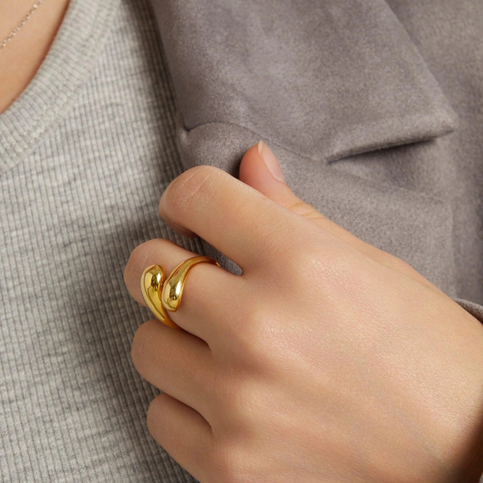 Picture of Eco-friendly Vacuum Plating Stylish Simple Multicolor 304 Stainless Steel Open Drop Rings For Women Party