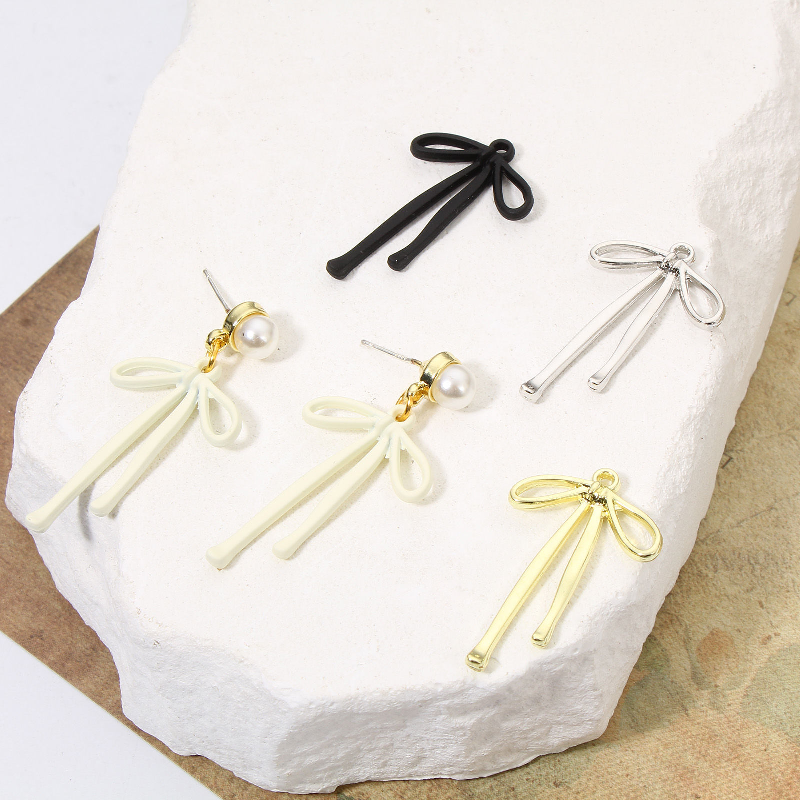 Picture of Zinc Based Alloy Clothes Pendants Multicolor Bowknot Hollow 3.3cm x 2cm