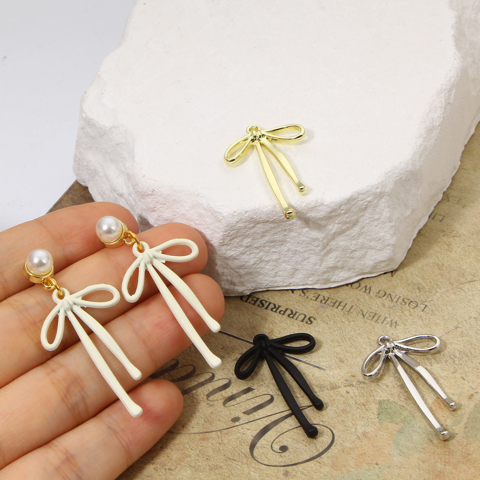 Picture of Zinc Based Alloy Clothes Pendants Multicolor Bowknot Hollow 3.3cm x 2cm