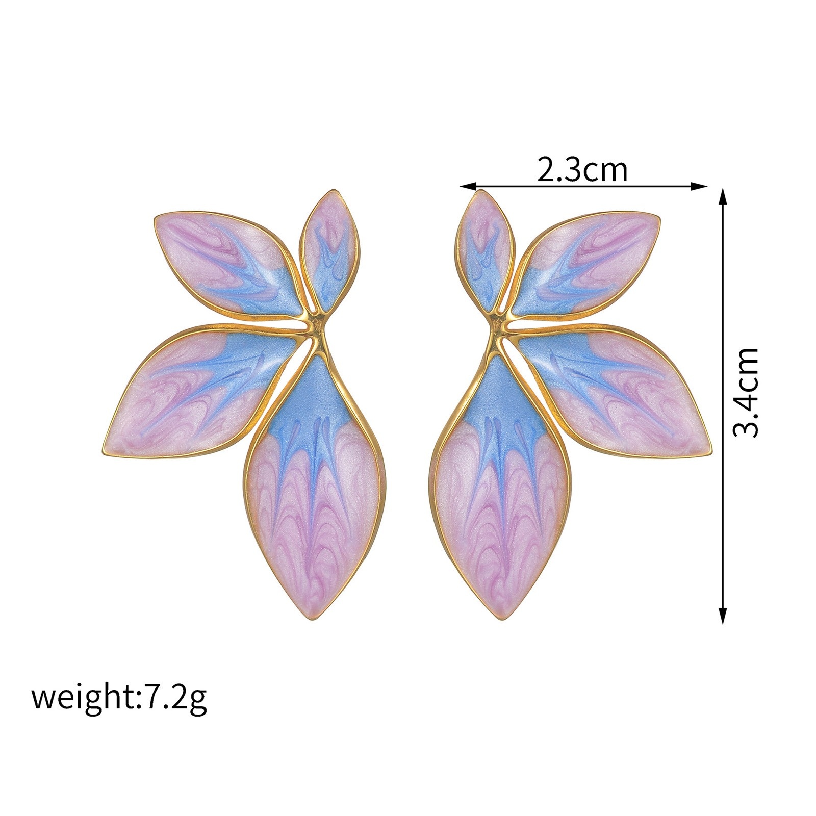 Picture of Vacuum Plating Sweet & Cute Retro 18K Gold Plated Multicolor 304 Stainless Steel Flower Enamel Ear Post Stud Earrings For Women Anniversary