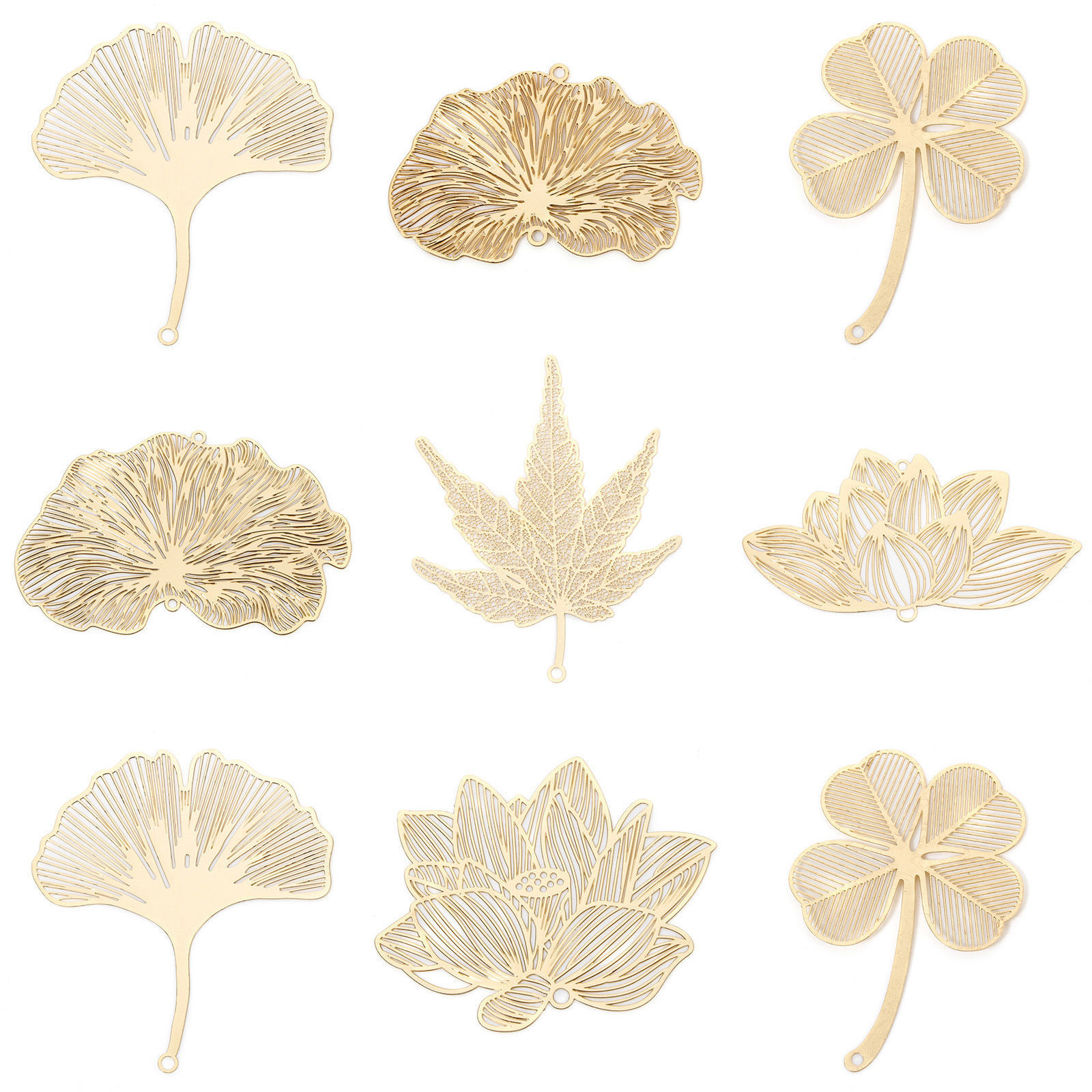 Picture of Iron Based Alloy Filigree Stamping Pendants Multicolor Lotus Flower Leaf Hollow