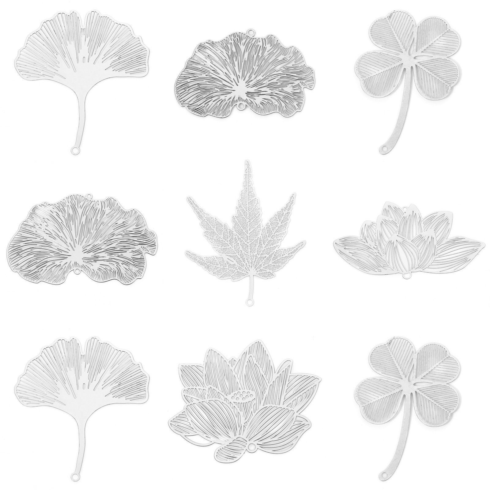 Picture of Iron Based Alloy Filigree Stamping Pendants Multicolor Lotus Flower Leaf Hollow