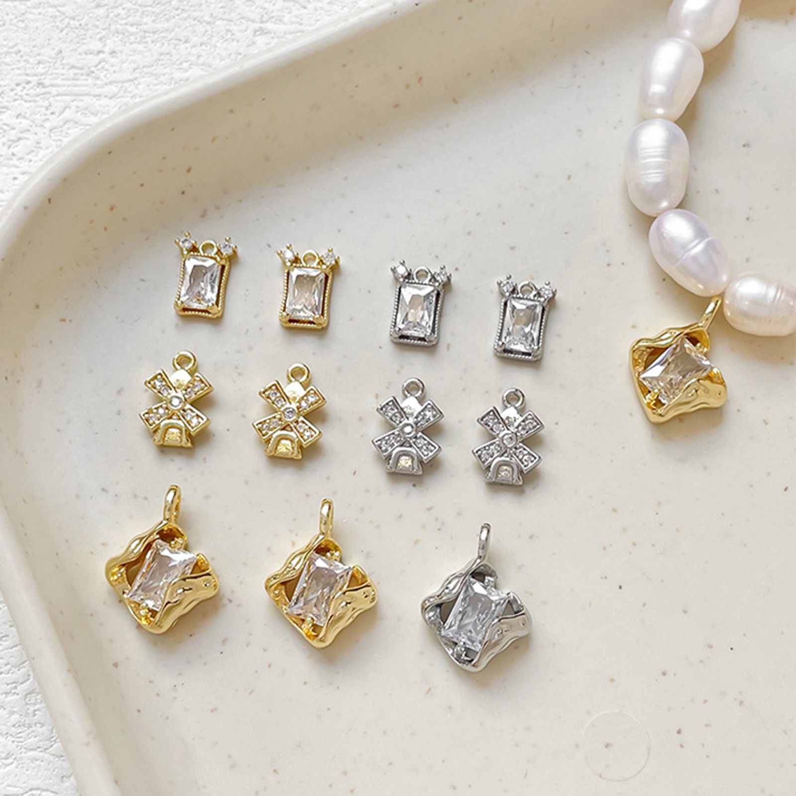 Picture of Brass Charms Multicolor Geometric Windmill Clear Cubic Zirconia