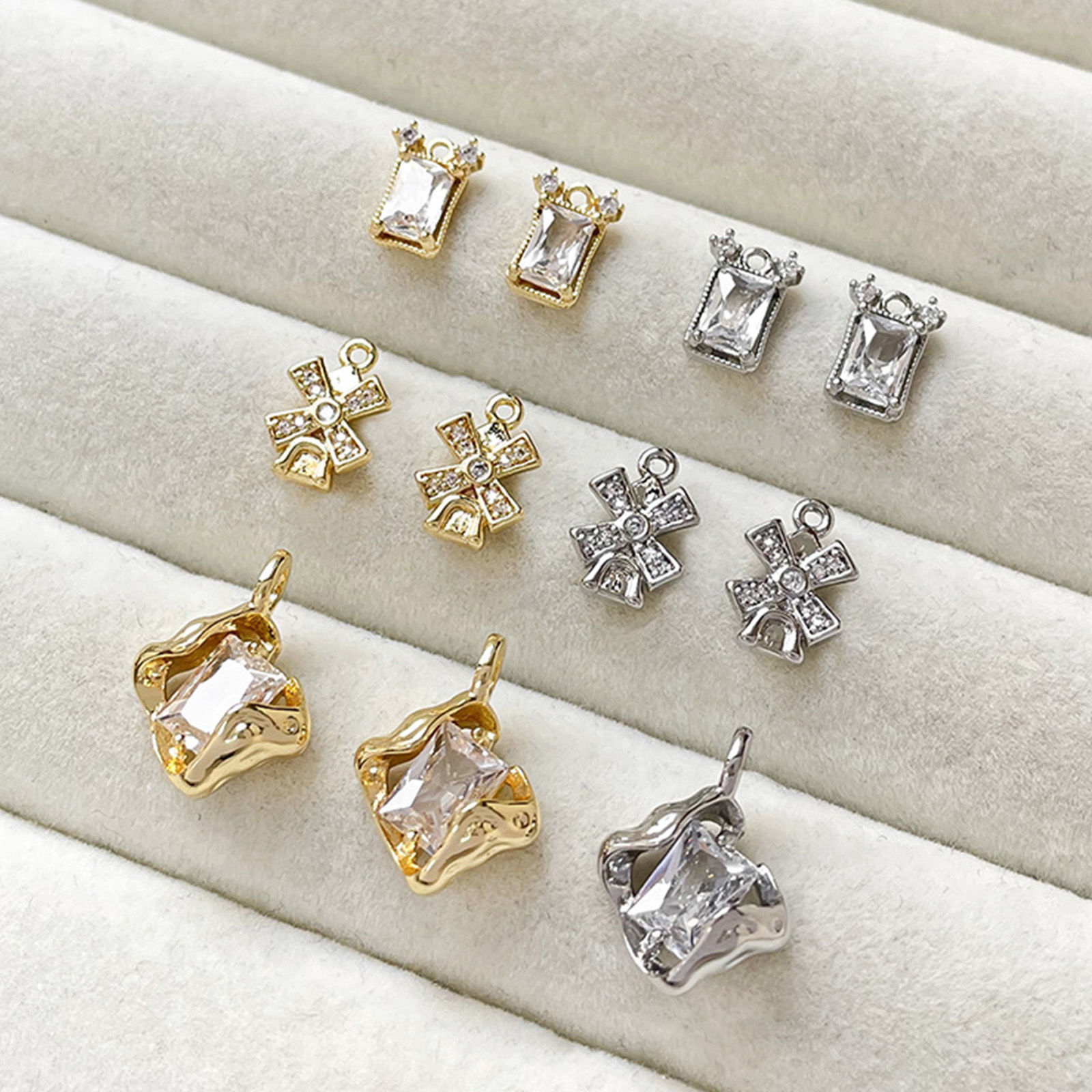 Picture of Brass Charms Multicolor Geometric Windmill Clear Cubic Zirconia
