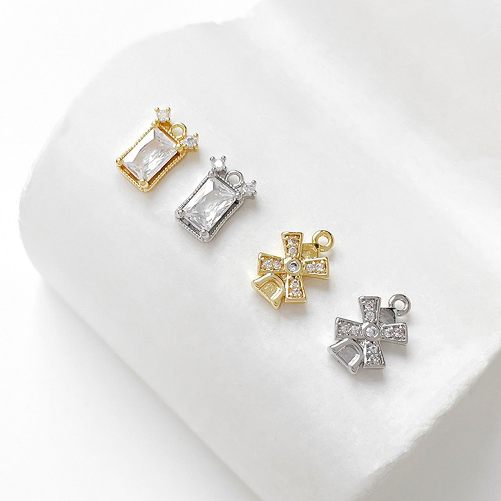 Picture of Brass Charms Multicolor Geometric Windmill Clear Cubic Zirconia