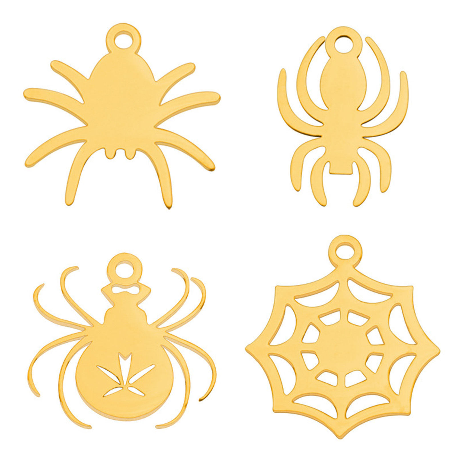 Picture of Vacuum Plating 201 Stainless Steel Simple Charms Multicolor Halloween Spider Animal Hollow