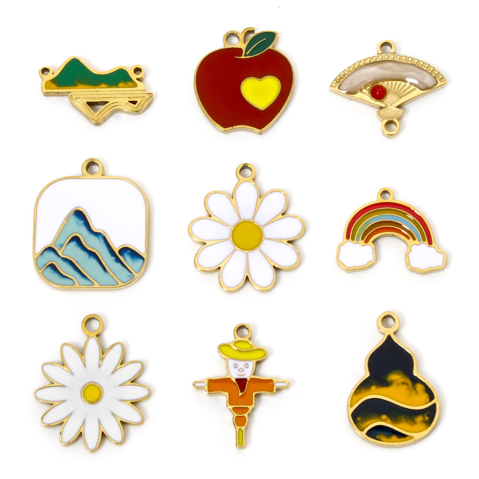 Picture of Vacuum Plating 304 Stainless Steel Charms Gold Plated Enamel