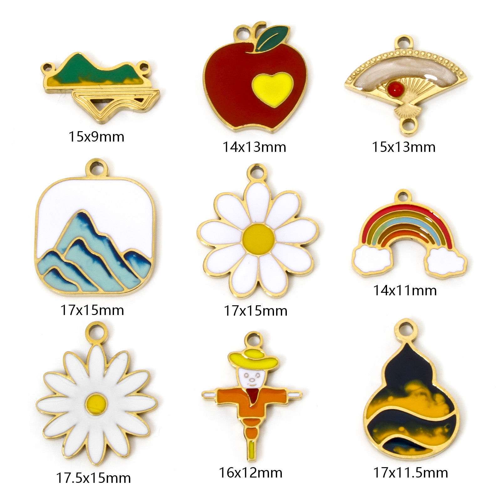 Picture of Vacuum Plating 304 Stainless Steel Charms Gold Plated Enamel
