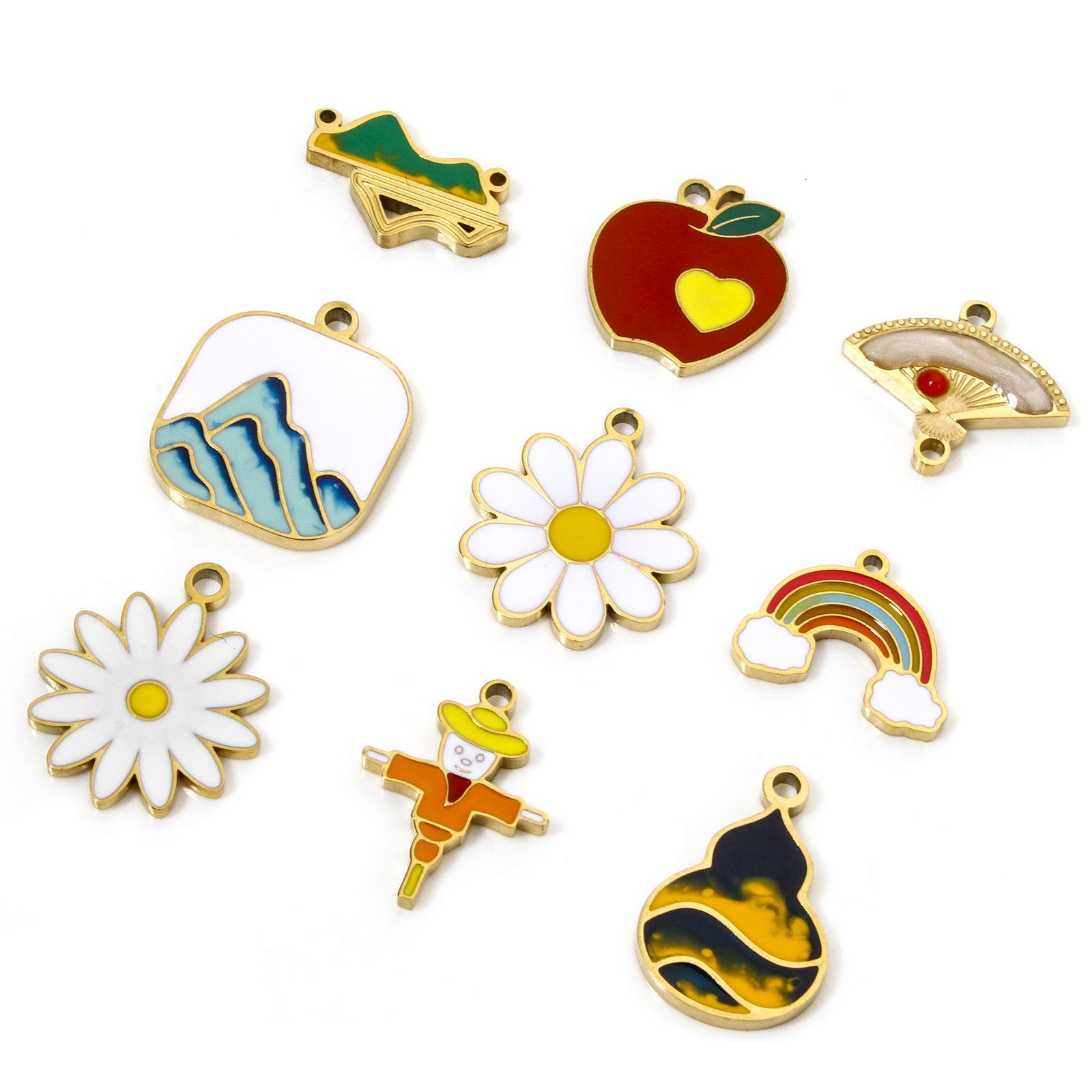 Picture of Vacuum Plating 304 Stainless Steel Charms Gold Plated Enamel