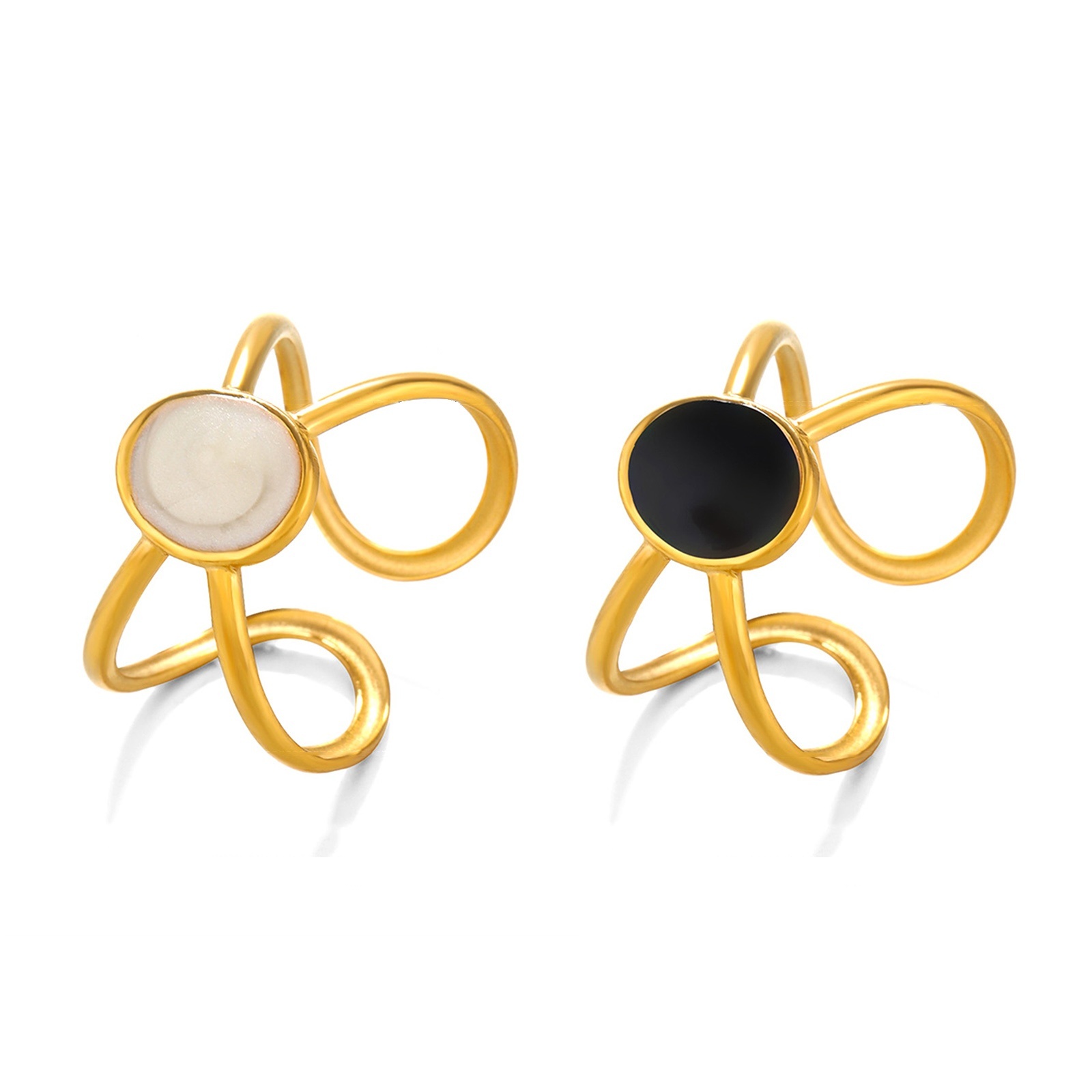 Picture of Vacuum Plating Stylish Ins Style 18K Gold Plated Multicolor 304 Stainless Steel Open Oval Enamel Rings For Women Party
