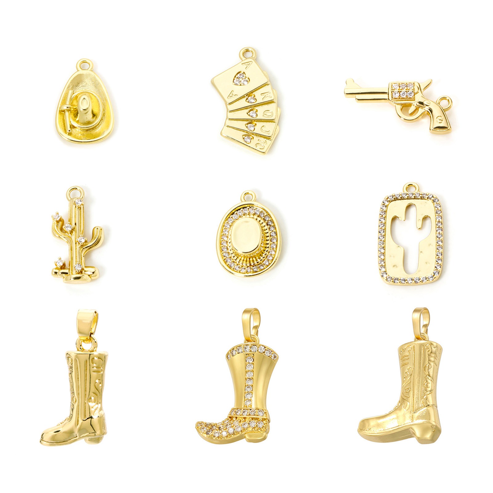 Picture of Brass West Cowboy Charm Pendant Multicolor Boots Clear Cubic Zirconia