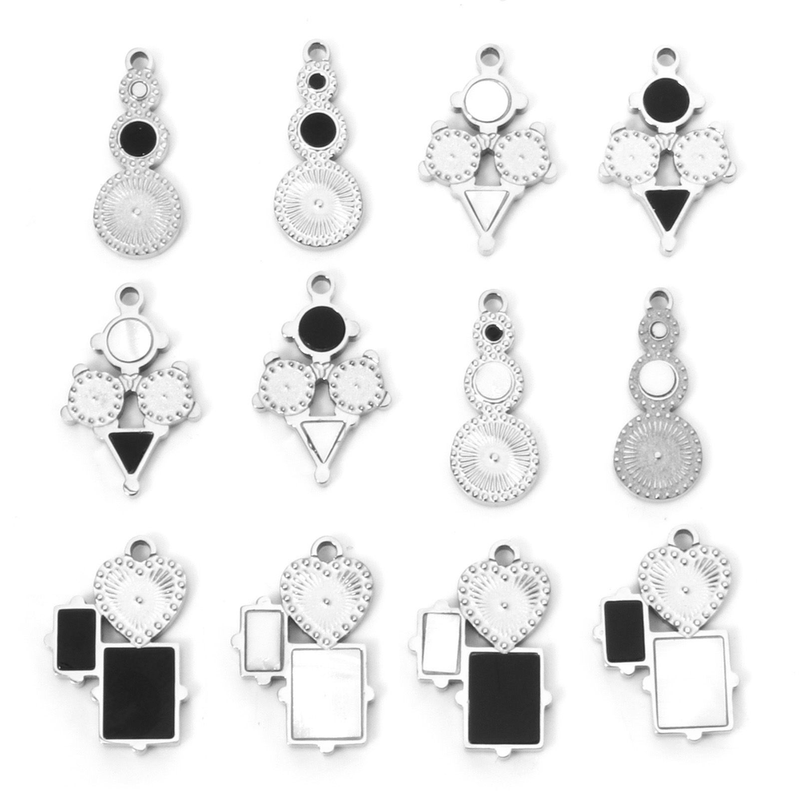Picture of 304 Stainless Steel & Natural Shell Charms Silver Tone Geometric