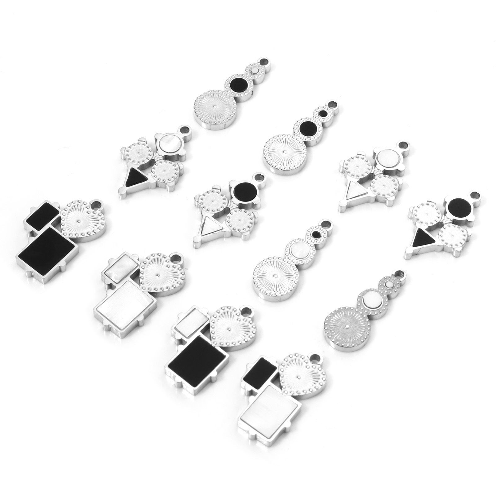 Picture of 304 Stainless Steel & Natural Shell Charms Silver Tone Geometric