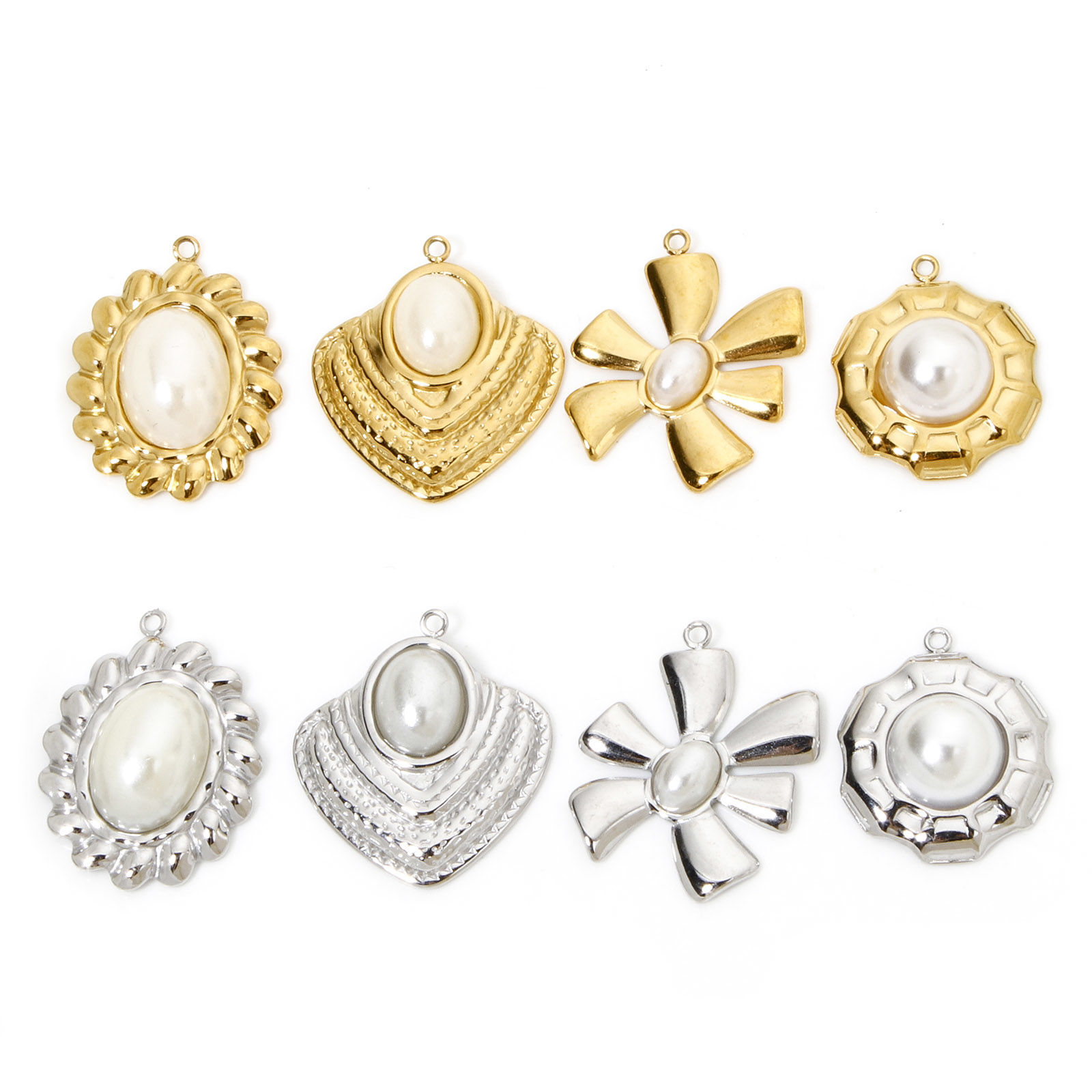 Picture of 304 Stainless Steel Charms Acrylic Imitation Pearl