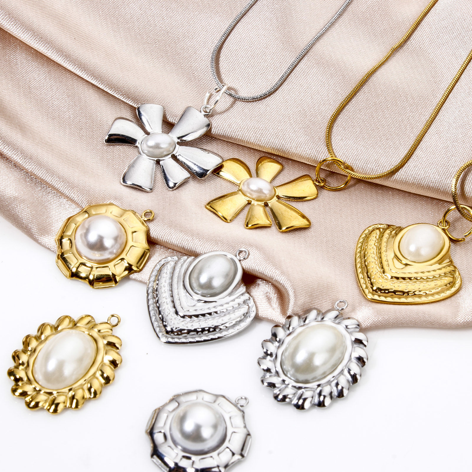 Picture of 304 Stainless Steel Charms Acrylic Imitation Pearl