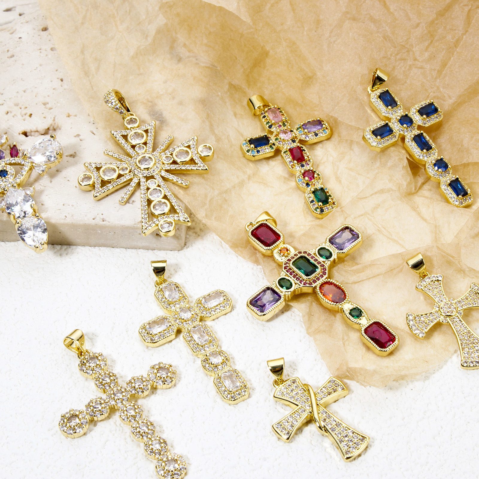 Picture of Eco-friendly Brass Religious Pendants 18K Real Gold Plated Cross