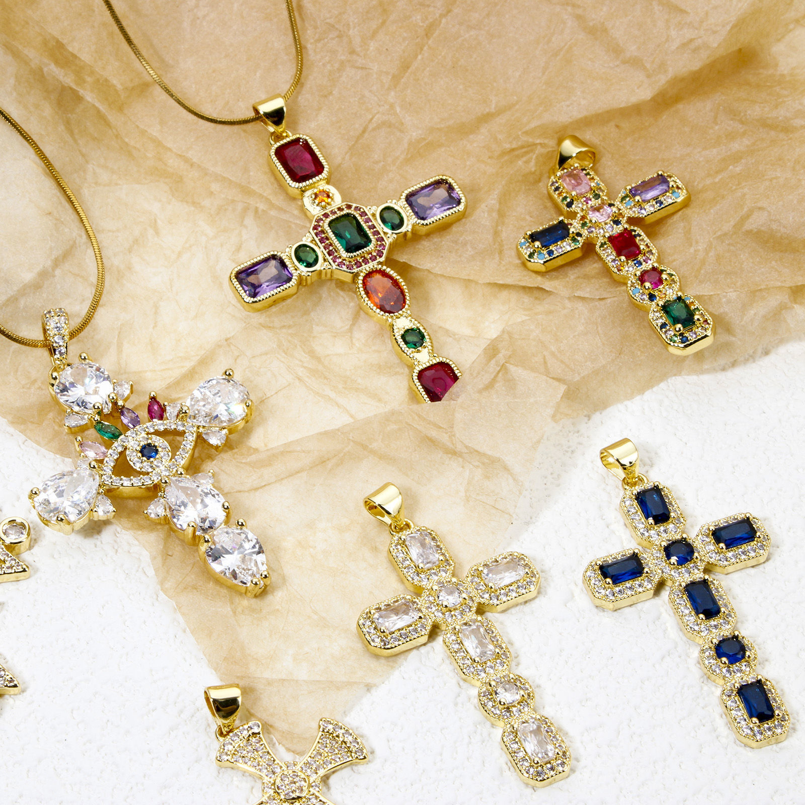 Picture of Eco-friendly Brass Religious Pendants 18K Real Gold Plated Cross
