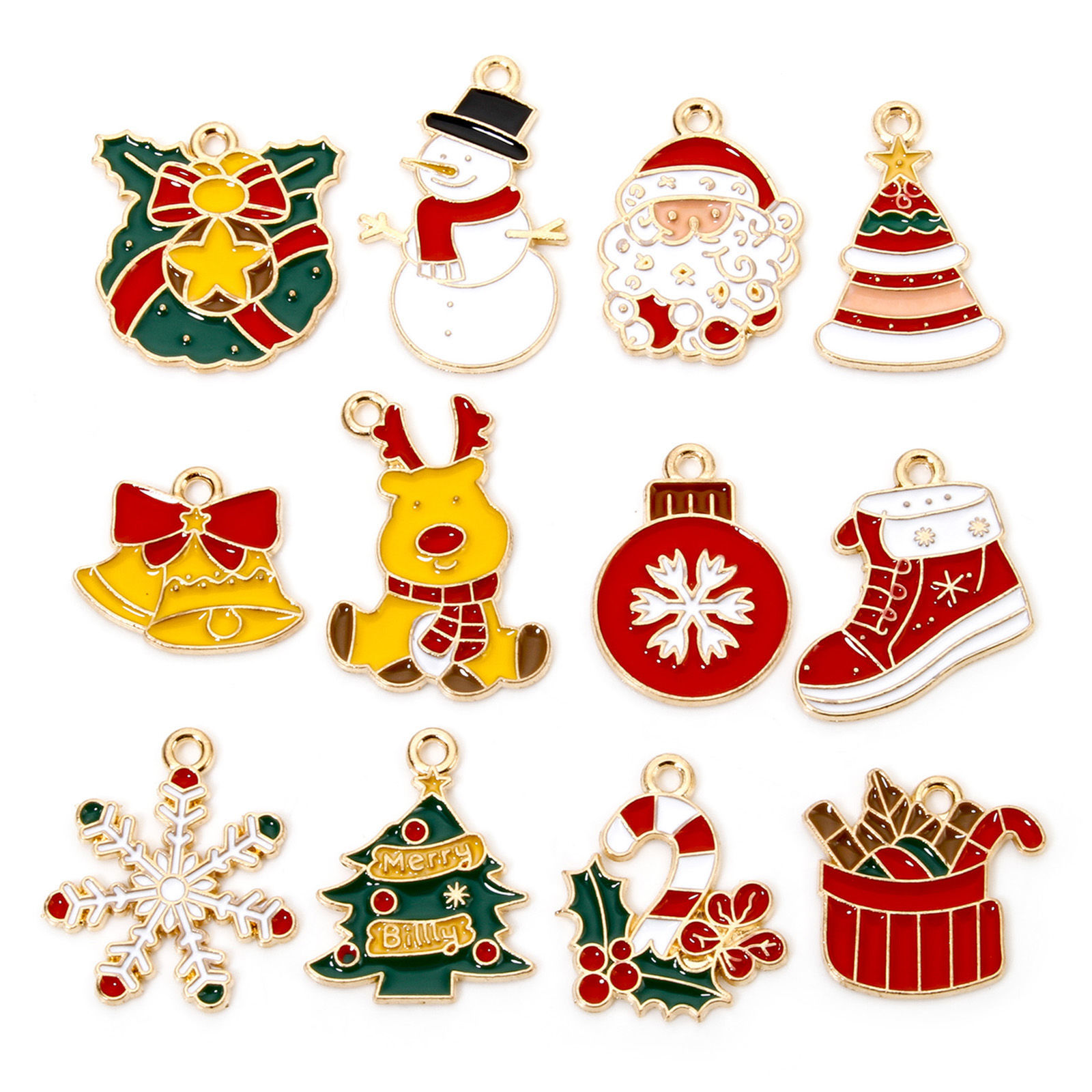 Picture of Zinc Based Alloy Christmas Charms Gold Plated Multicolor Enamel