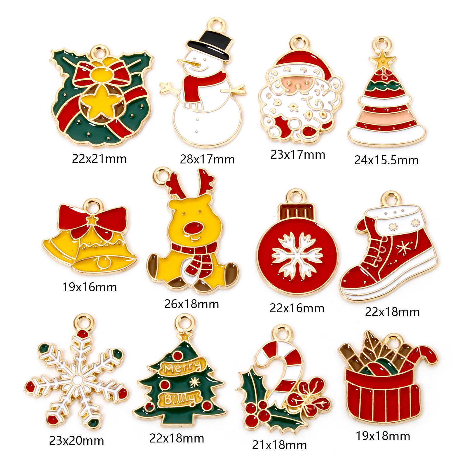 Picture of Zinc Based Alloy Christmas Charms Gold Plated Multicolor Enamel