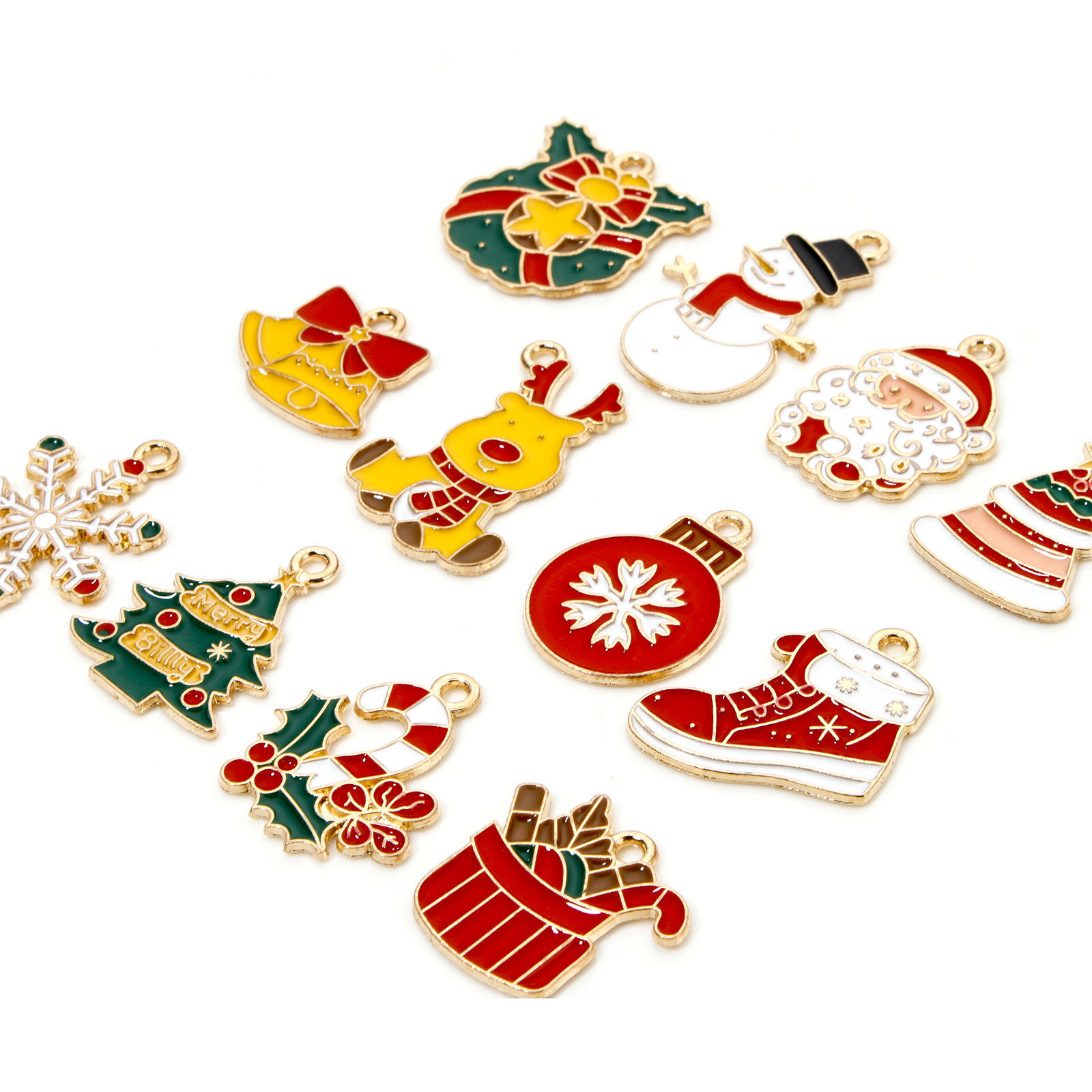 Picture of Zinc Based Alloy Christmas Charms Gold Plated Multicolor Enamel