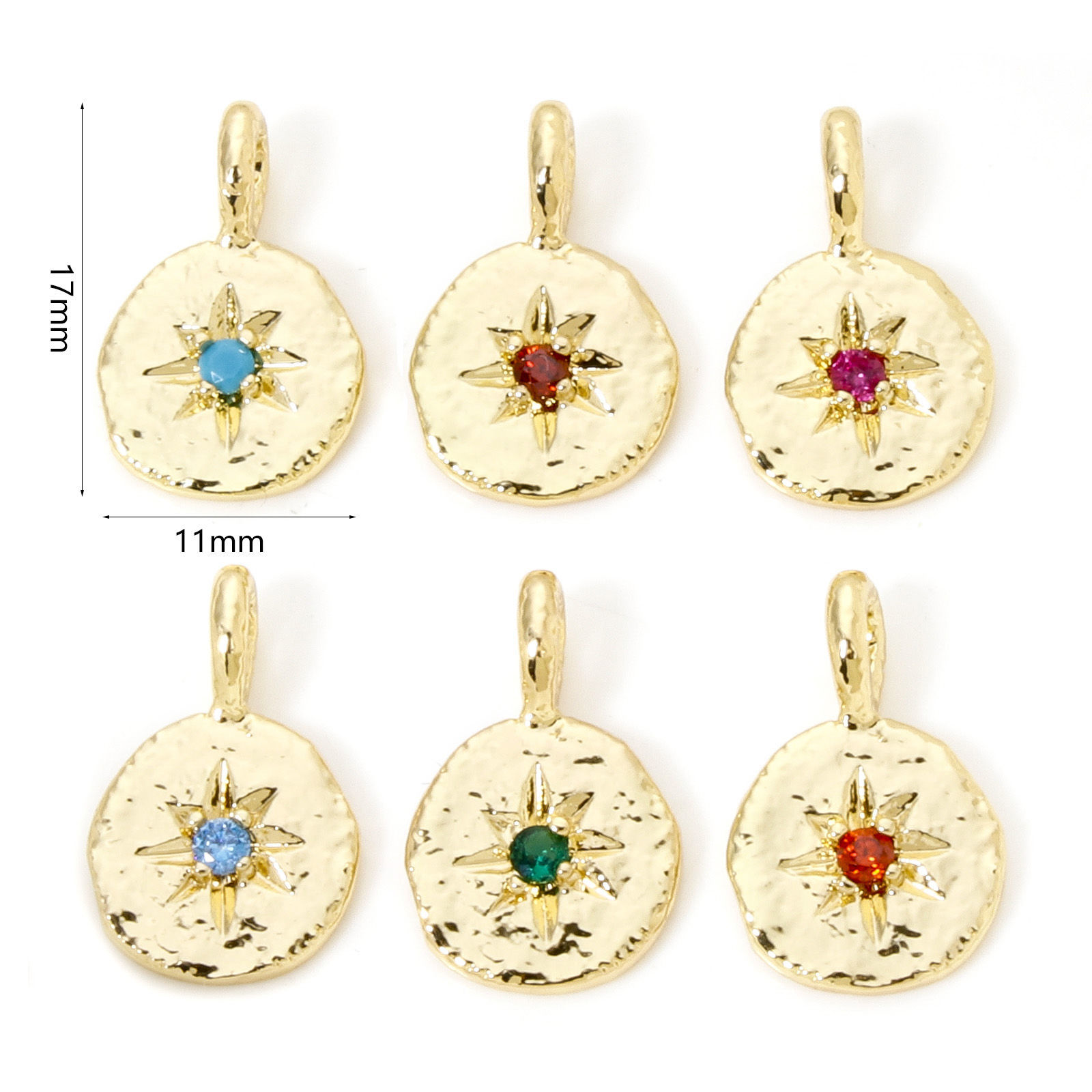 Picture of Brass Galaxy Charms Wholesale Real Gold Plated Irregular Star Multicolour Cubic Zirconia 17mm x 11mm