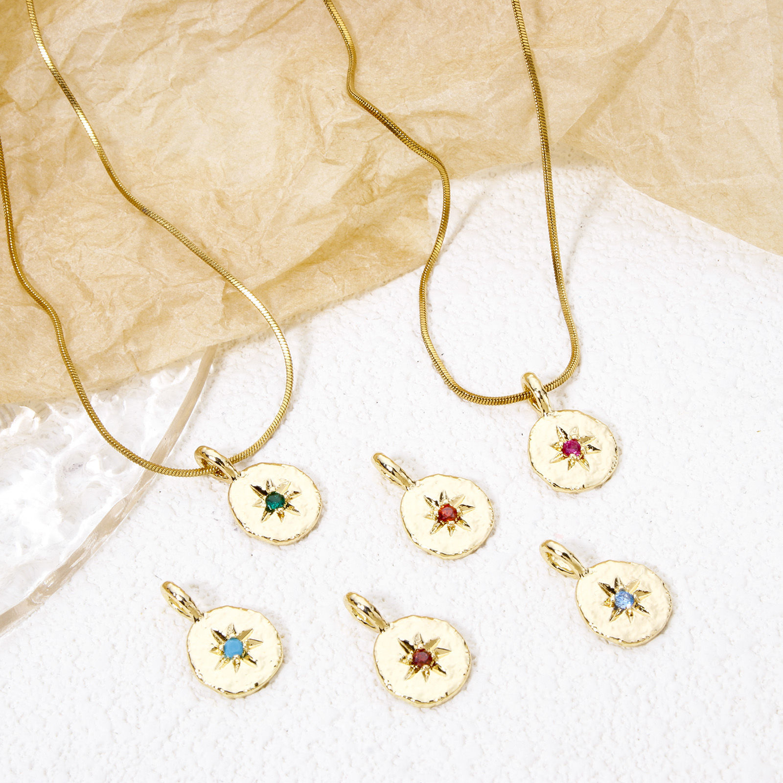 Picture of Brass Galaxy Charms Wholesale Real Gold Plated Irregular Star Multicolour Cubic Zirconia 17mm x 11mm